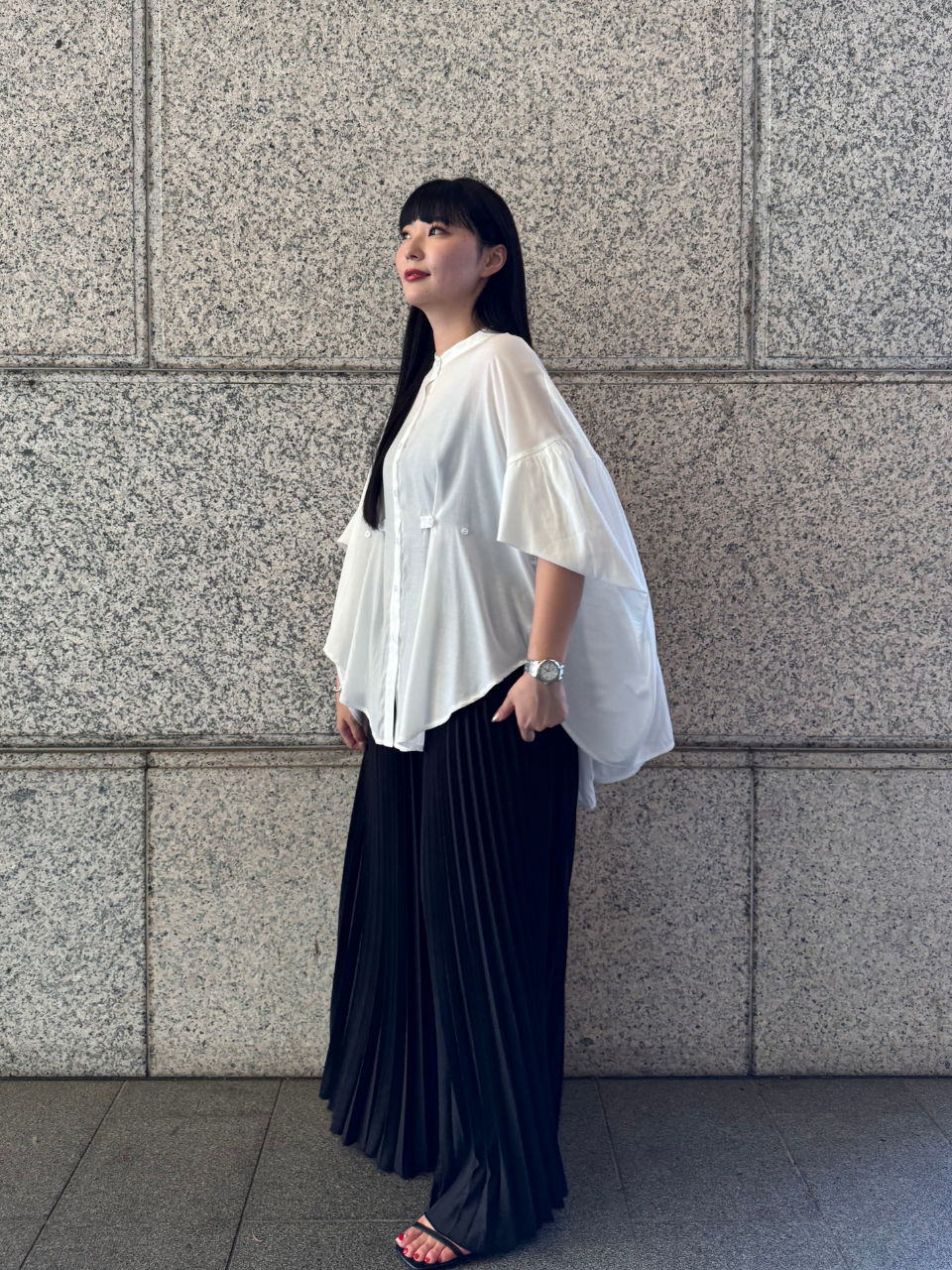 【ASYMM】COCOON FLOW SHIRT -white- ※1週間前後で配送予定