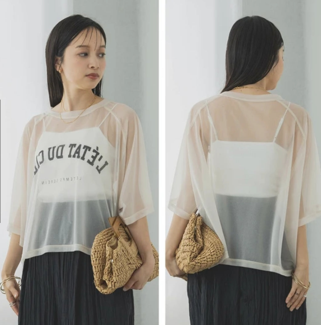 シアーカットソー カレッジロゴTシャツ -アイボリー‐ ※7/16~22頃より順次発送 ※事務所発送