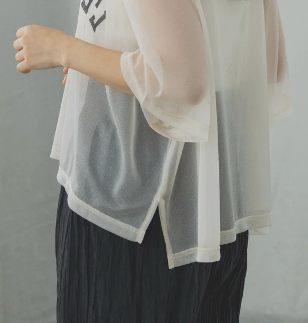 シアーカットソー カレッジロゴTシャツ -アイボリー‐ ※7/16~22頃より順次発送 ※事務所発送