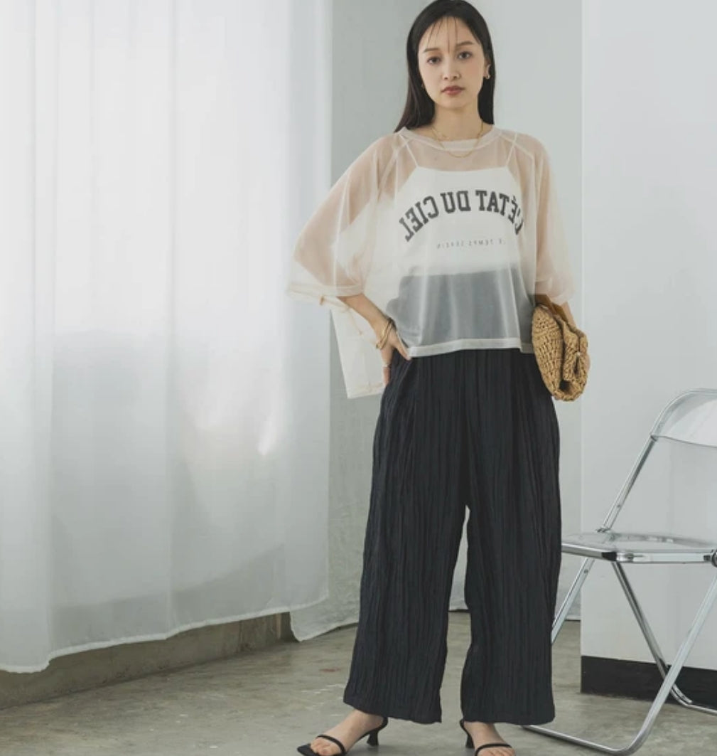シアーカットソー カレッジロゴTシャツ -アイボリー‐ ※7/16~22頃より順次発送 ※事務所発送