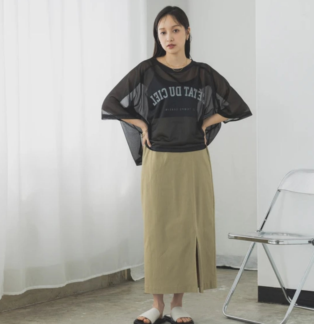 シアーカットソー カレッジロゴTシャツ -ブラック‐ ※7/23〜29順次発送予定