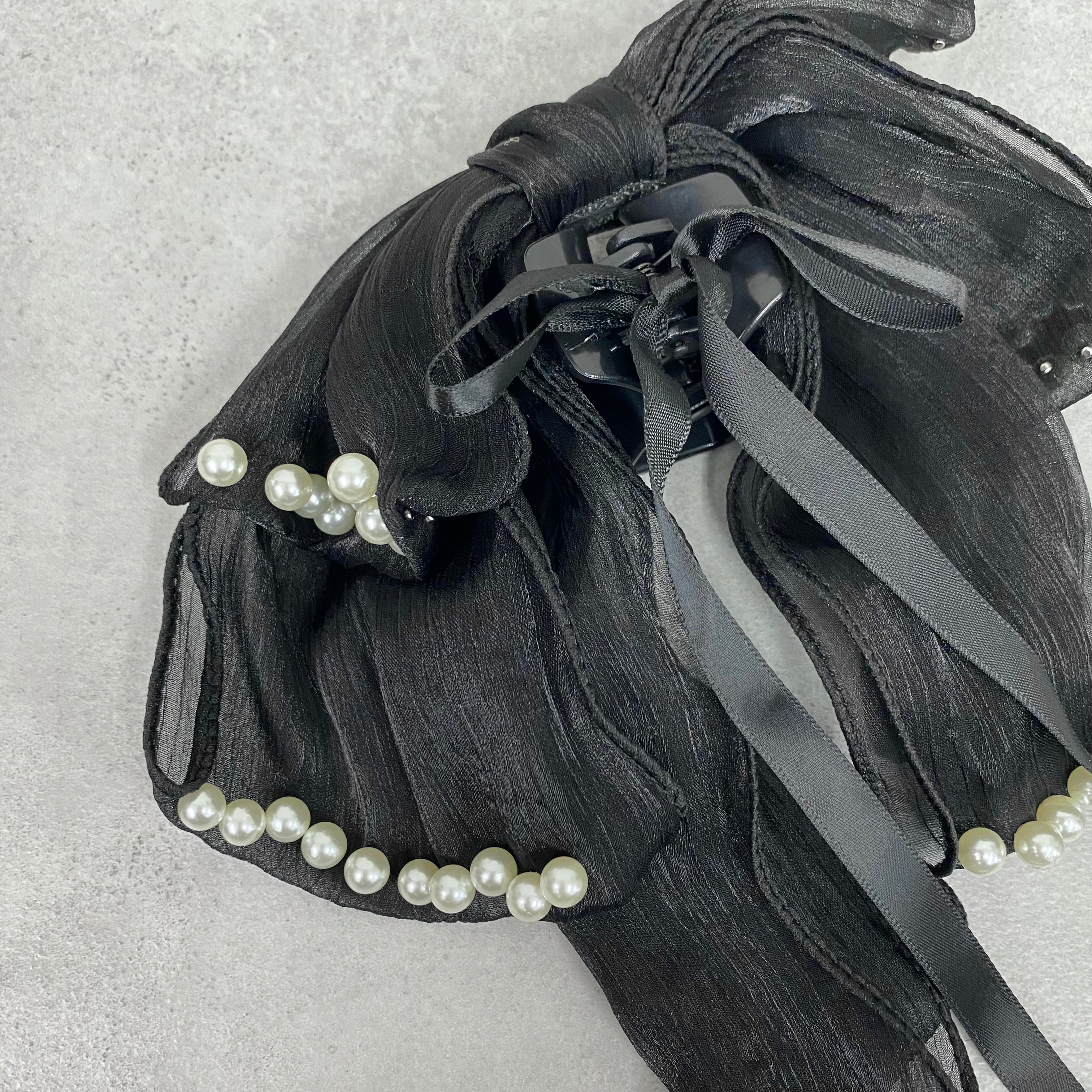 ビックリボンヘアクリップ -パール付き- ※11/5-11で発送