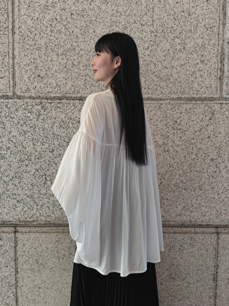 【ASYMM】COCOON FLOW SHIRT -white- ※1週間前後で配送予定
