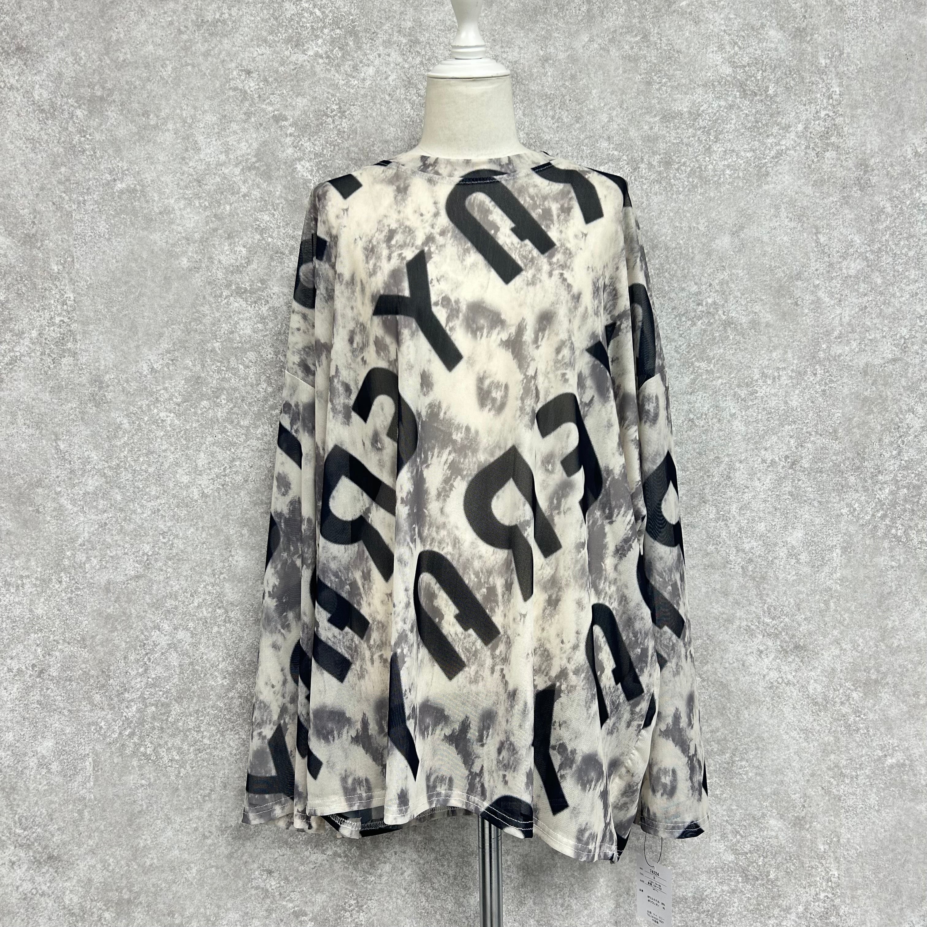 柄シアー長袖トップス -A-※3/19-25迄に順次発送予定