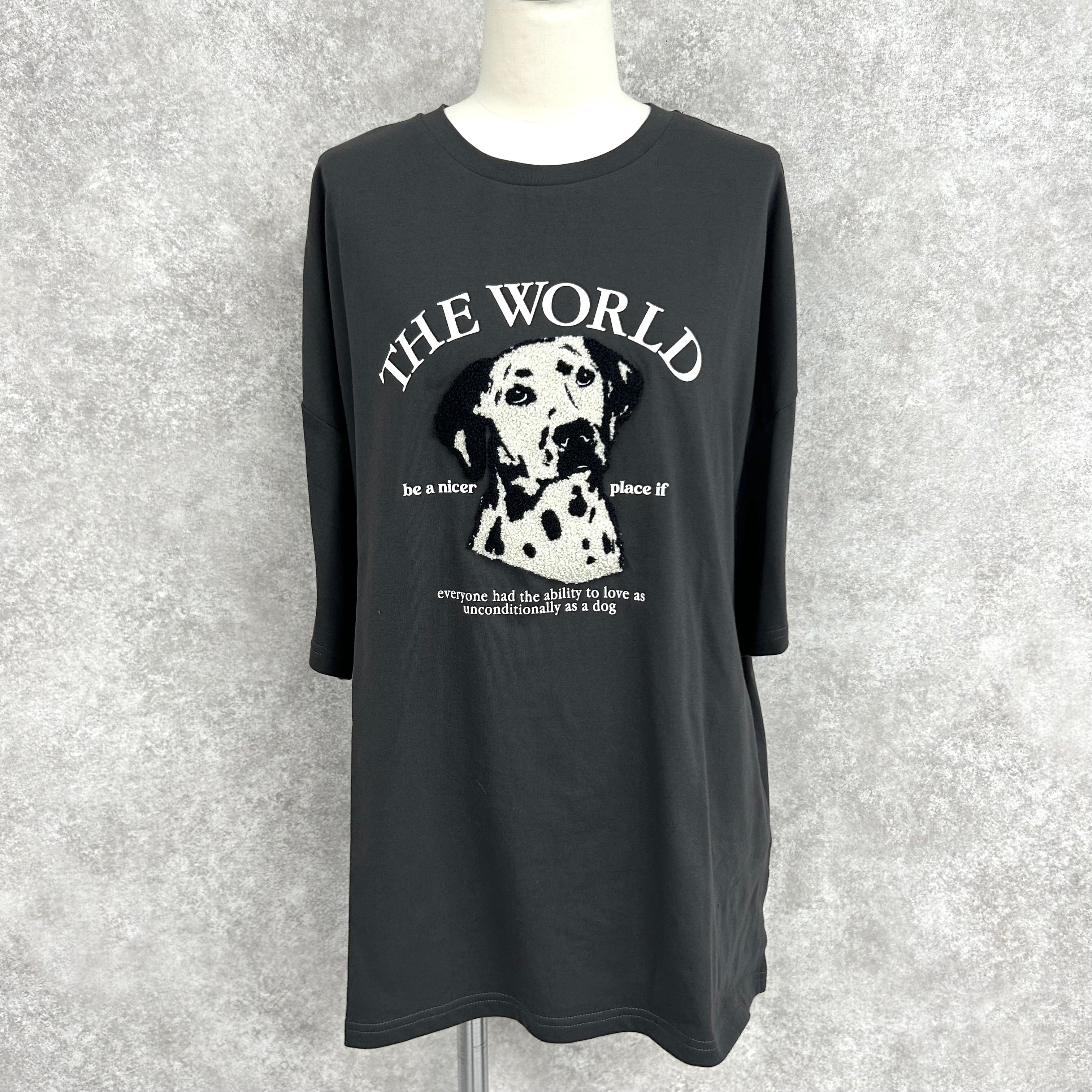 ダルメシアン刺繍&ロゴTシャツ -ブラック- ※8/6〜12より配送予定