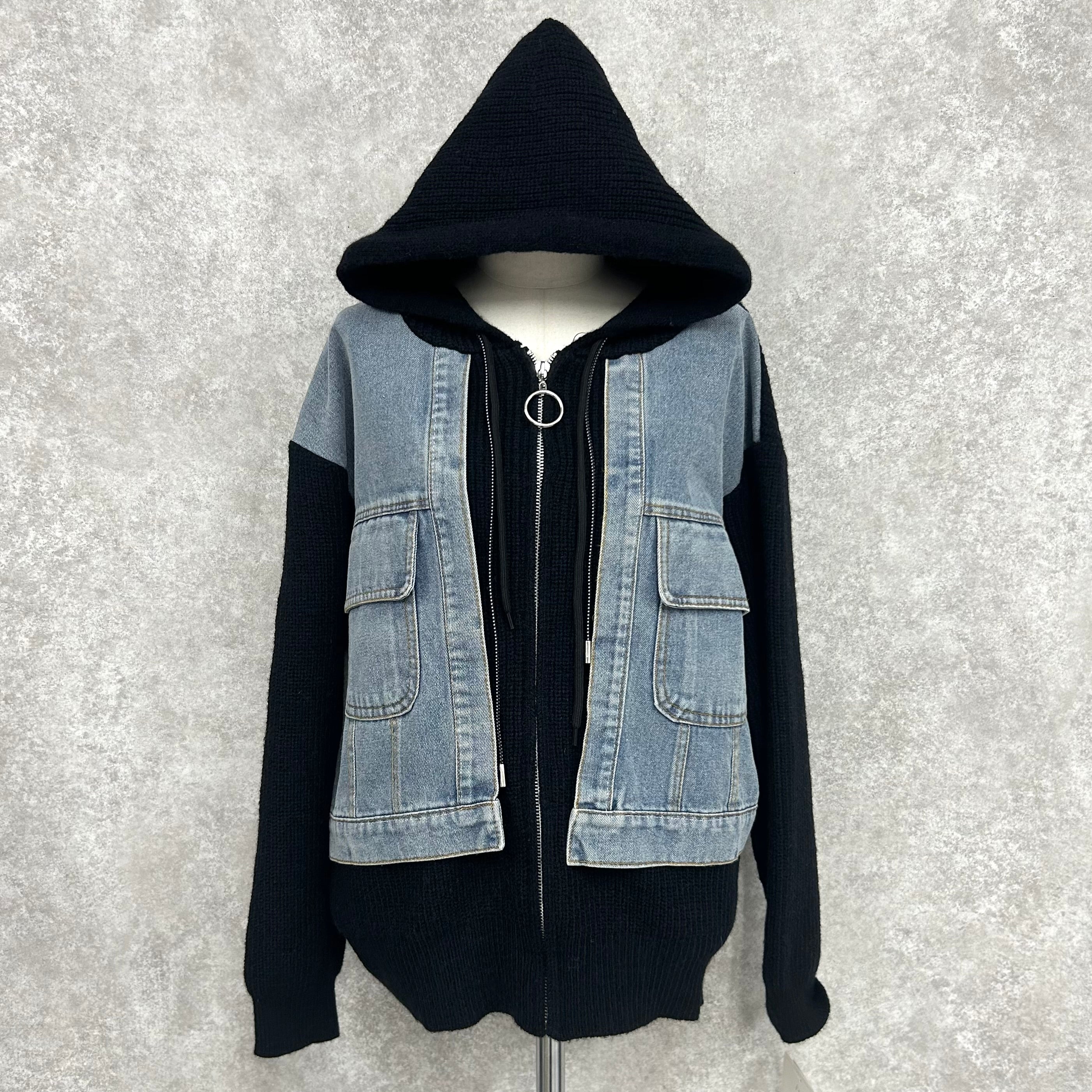 フーディニットデニムブルゾン -ブラック- ※ハンガー納品 ※12/24〜30頃より順次発送予定