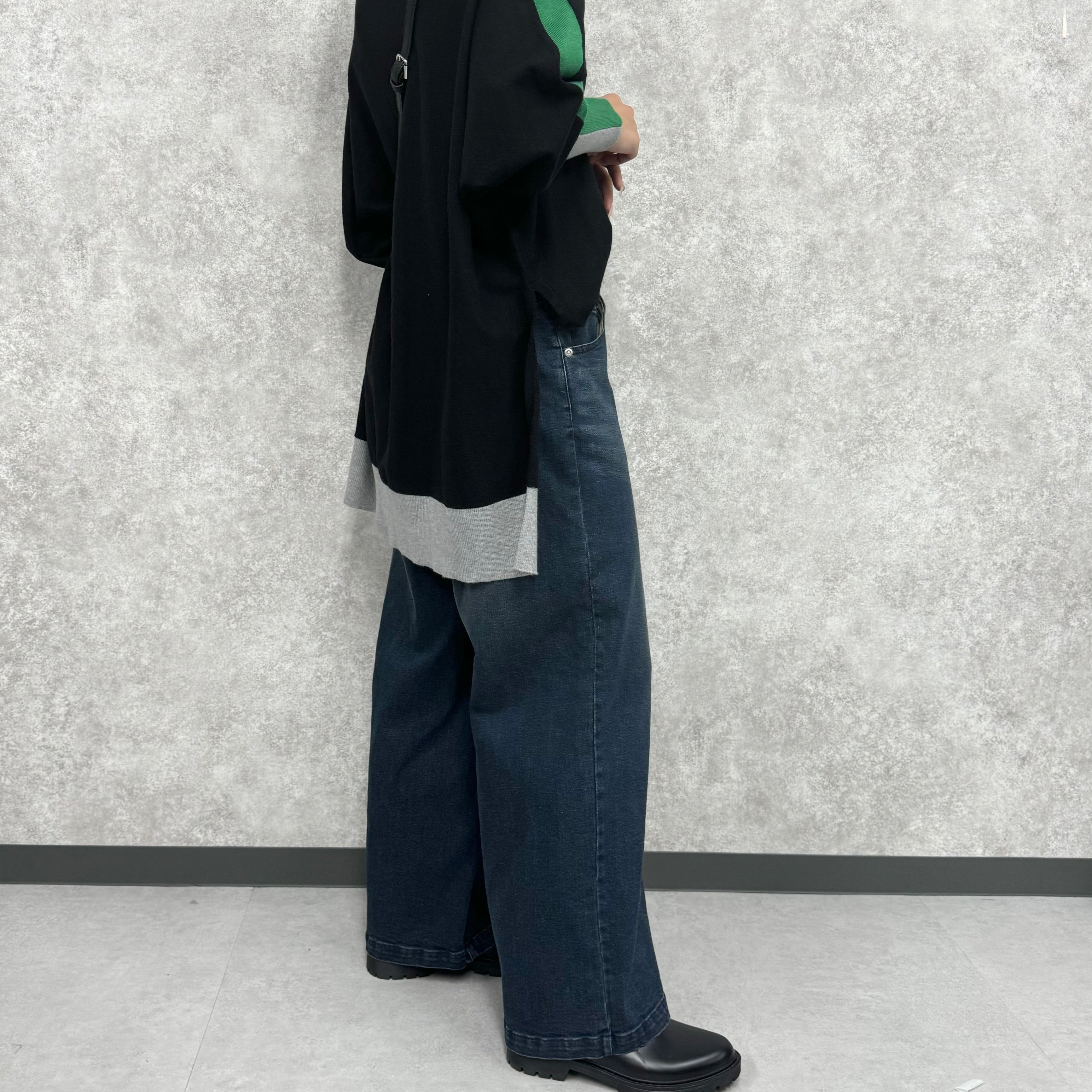 【PRIORITY】デニムパンツ インディゴ 裏起毛 38サイズ ※9月下旬より順次発送