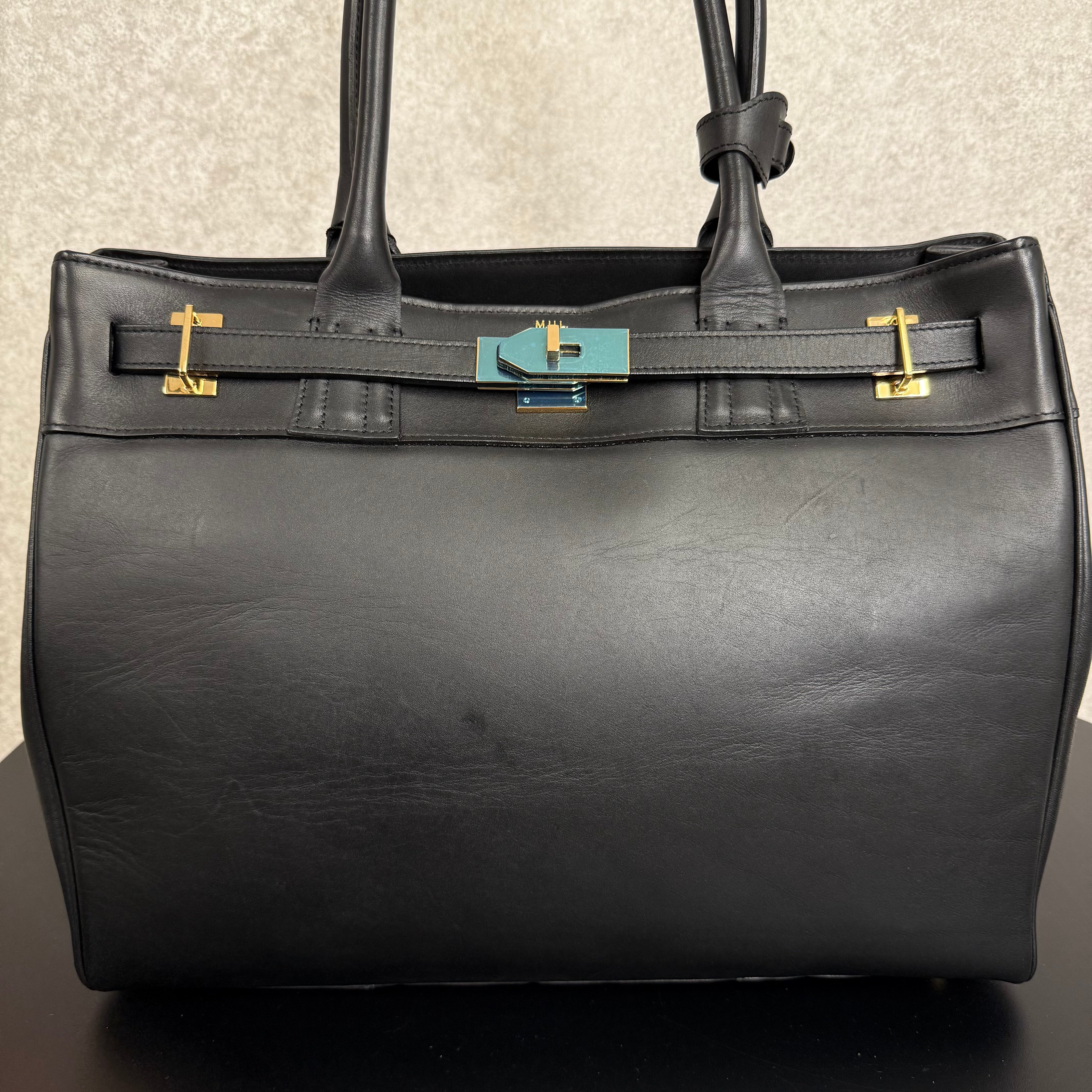 【MUL006】トートM ‐ブラック‐ オイルレザー ゴールド金具 ※7/2〜7/12より事務所から順次発送予定