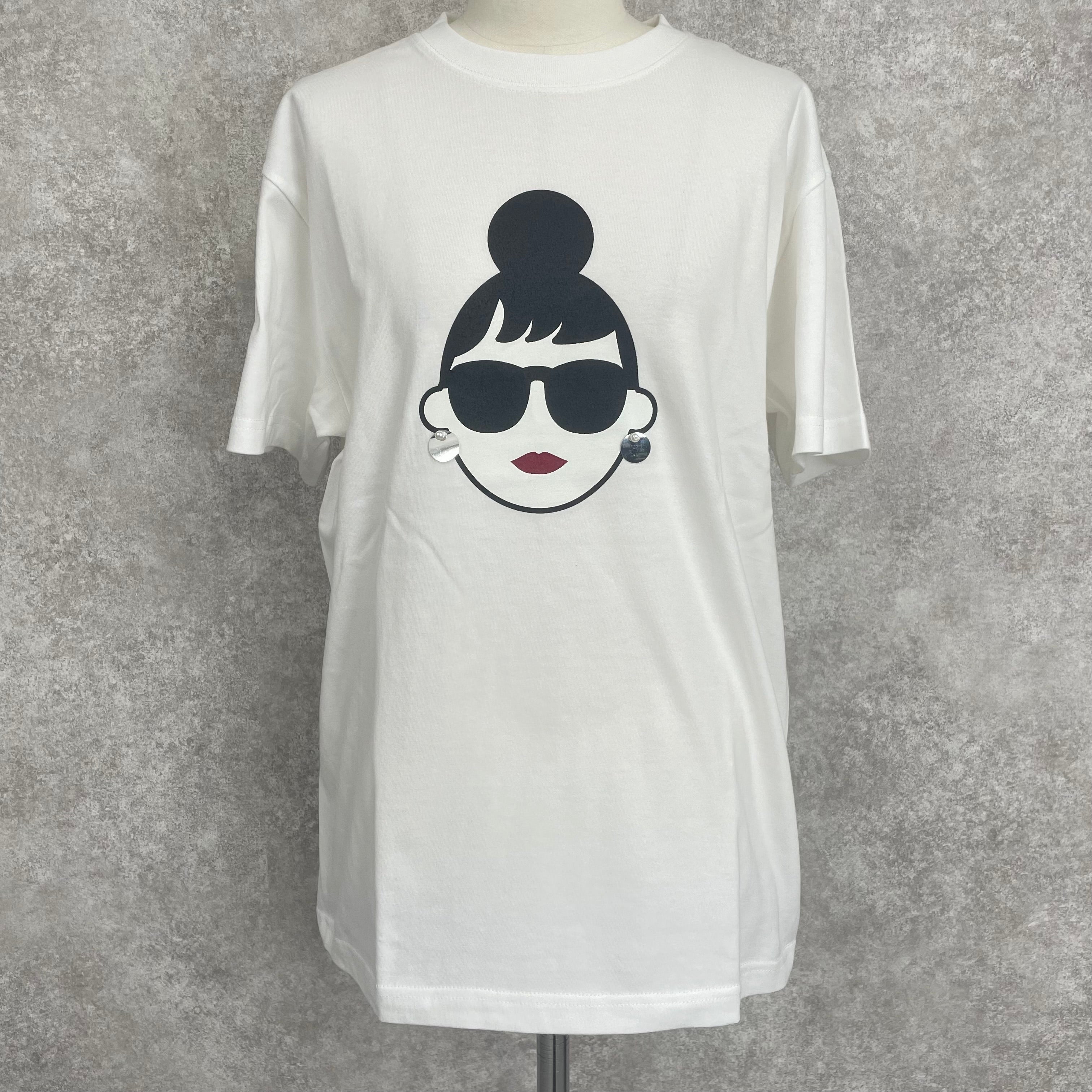 【HAPPYFACE】EMMA顔プリント Tシャツ ホワイト ※7/30〜8/5迄に順次発送予定