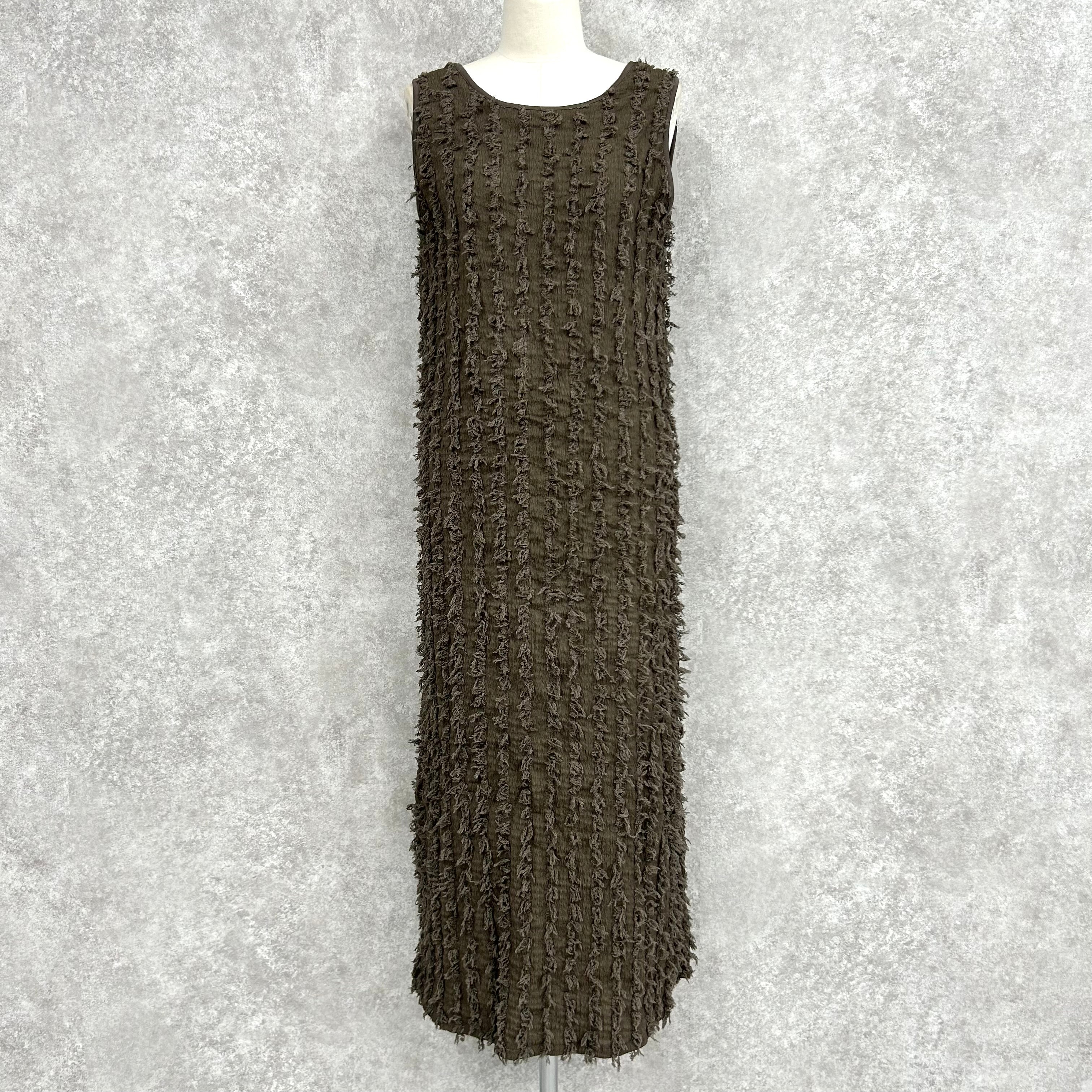 カットフリンジノースリーブワンピース -ブラウン- ※4/2~4/8迄に順次発送予定