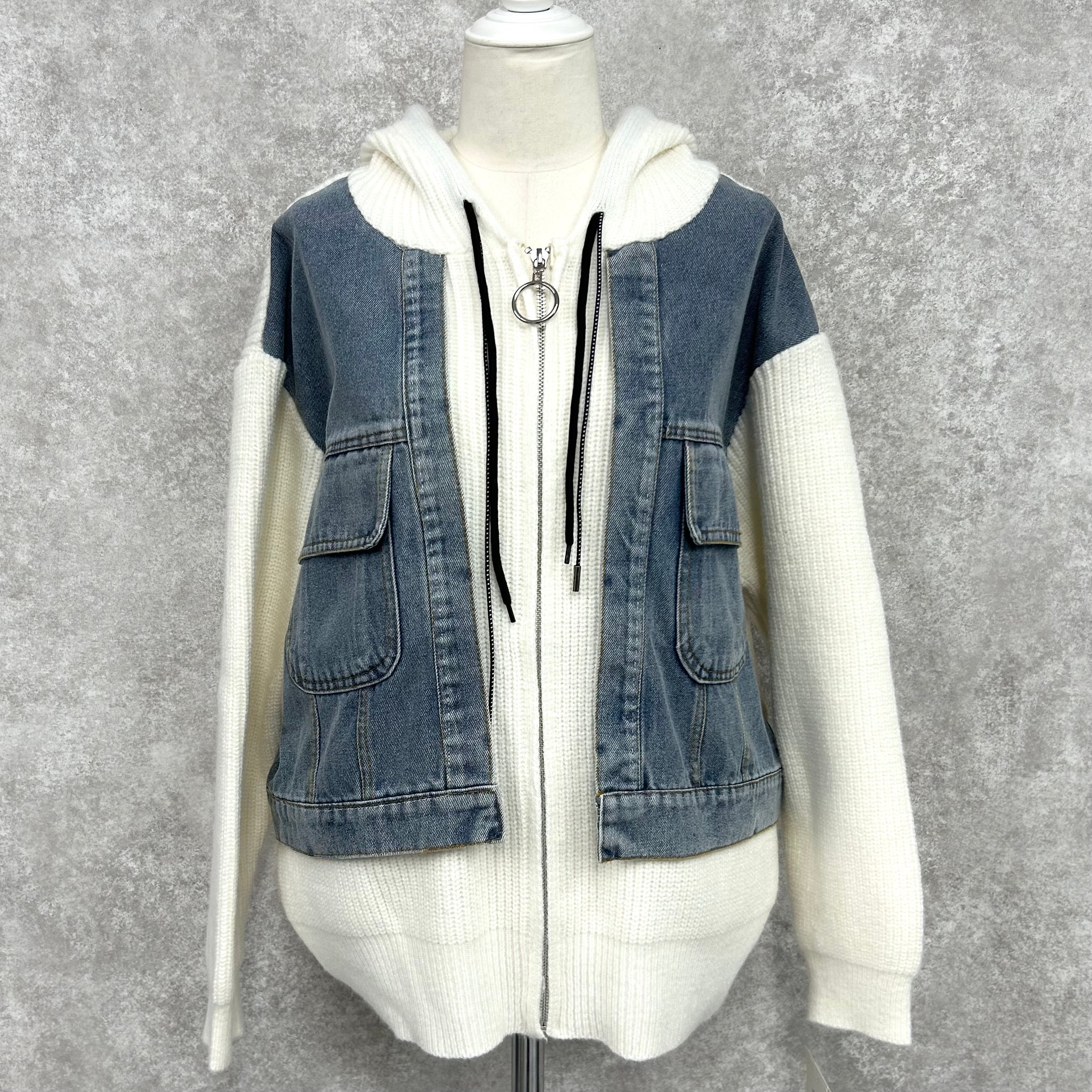 フーディニットデニムブルゾン -オフ- ※ハンガー納品 ※12/24〜30頃より順次発送予定
