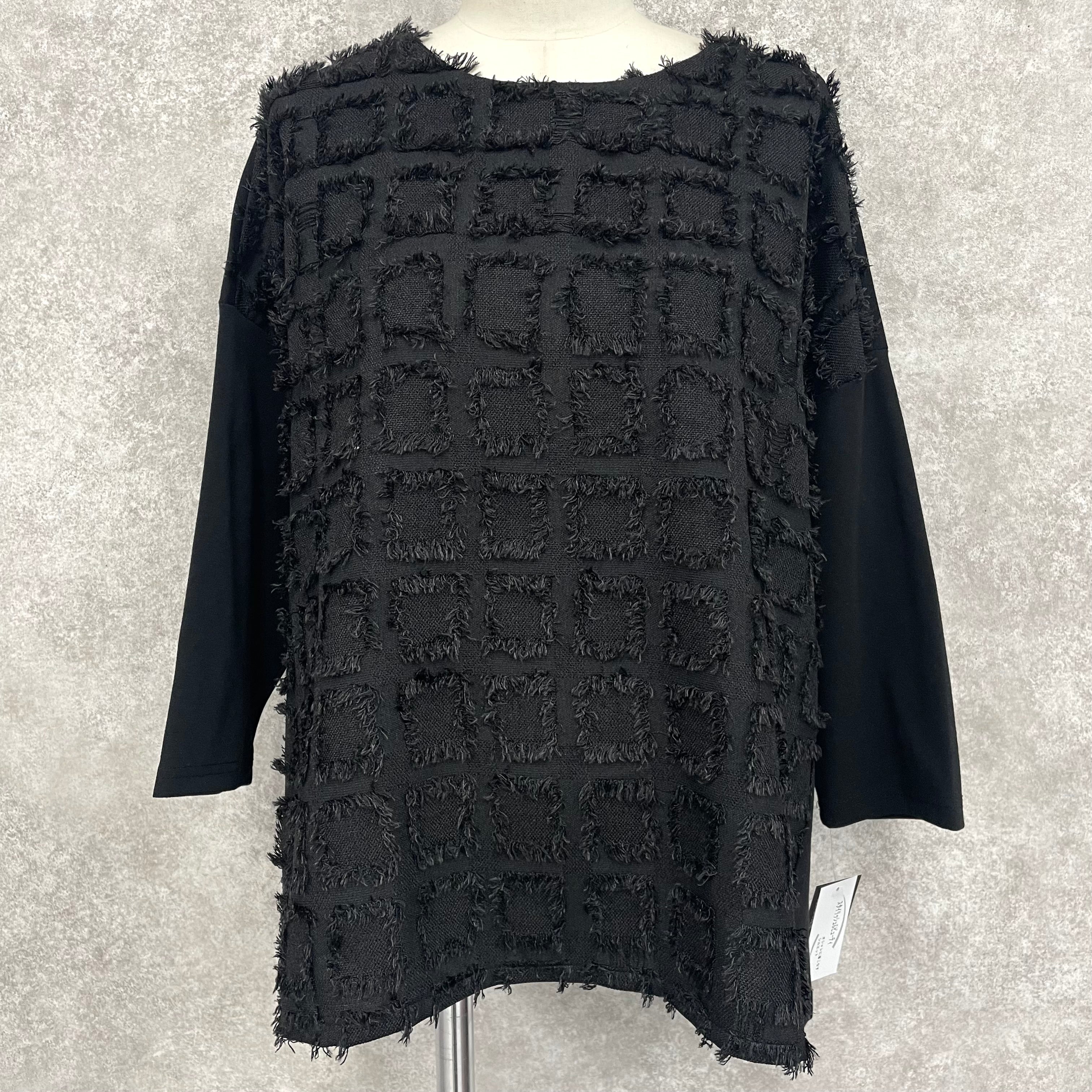 フリンジチェックTシャツ -ブラック- ※3/19~25迄に順次発送予定