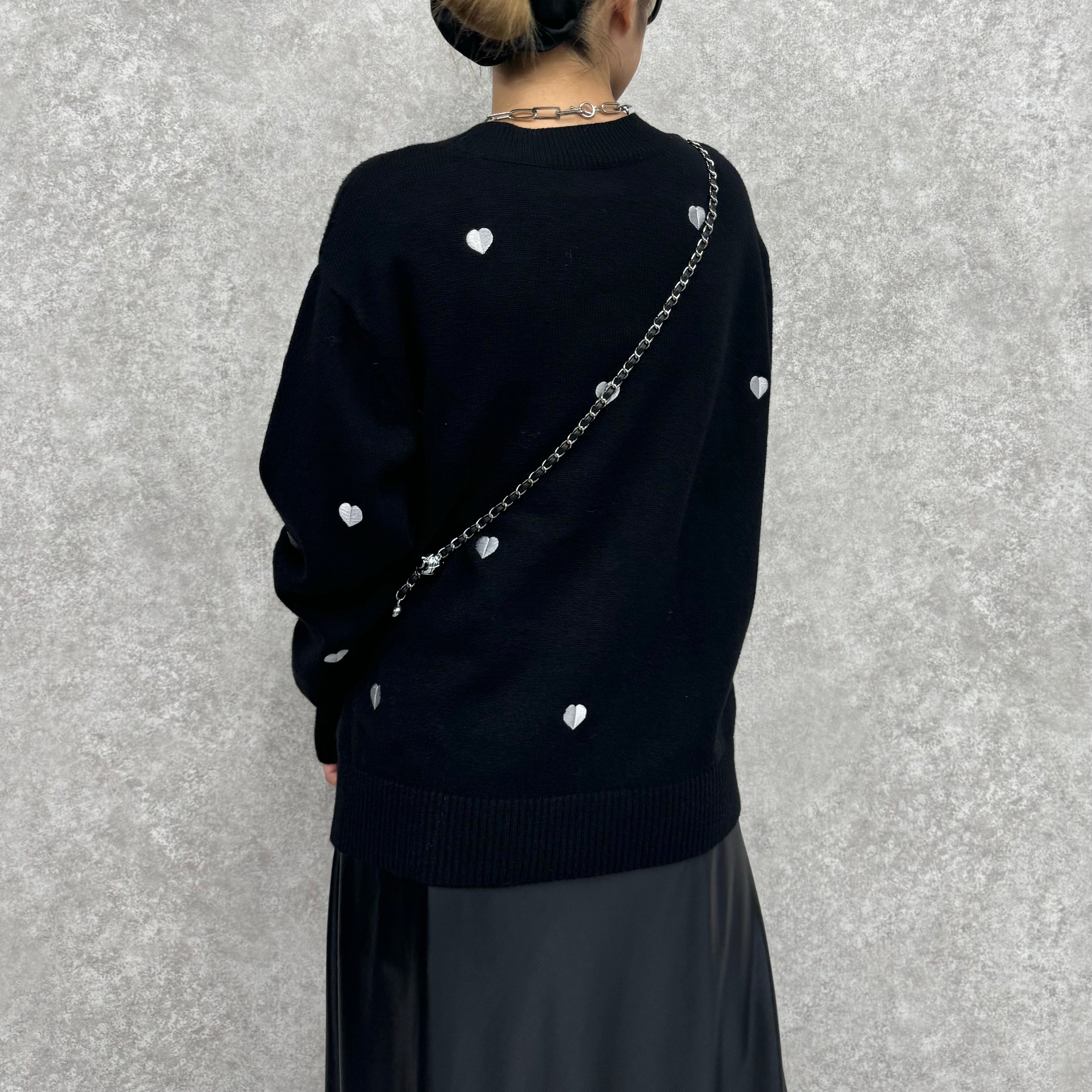 【PRIORITY】ハート柄ニット クロ 38サイズ ※9月下旬より順次発送