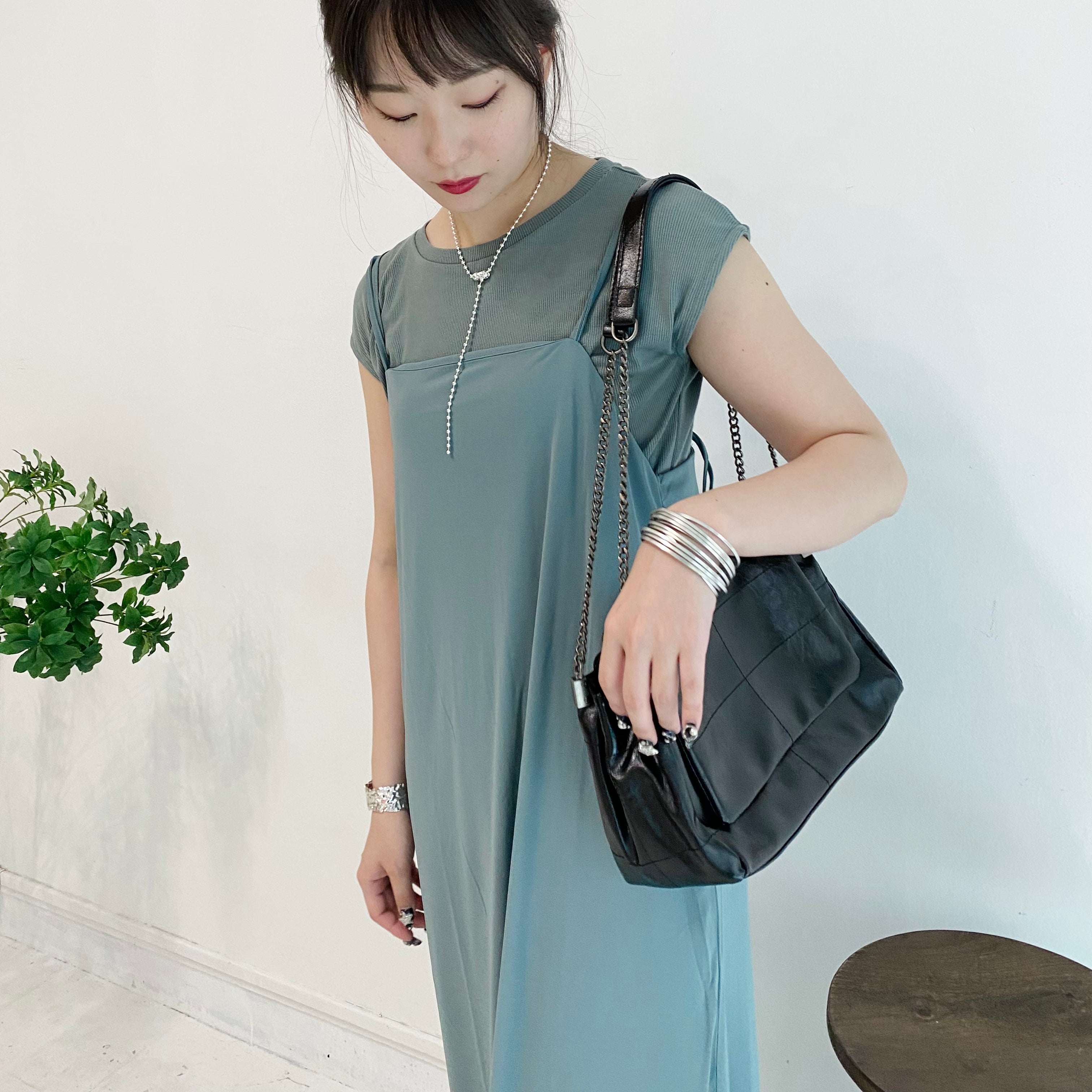 【Nb0269】シンプルショルダーチェーンバッグ -ブラック- ※2/18〜24頃より順次発送予定