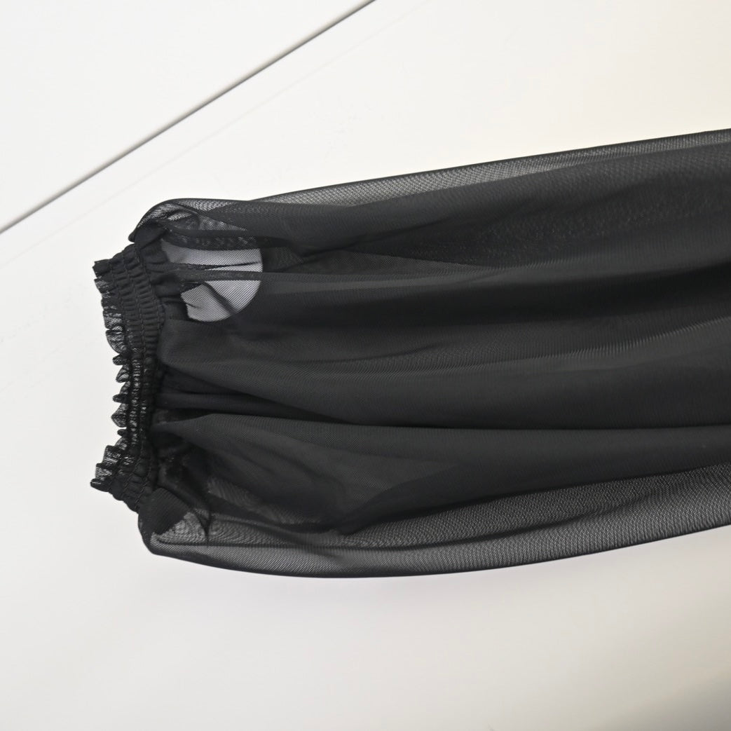 リネンタッチ×チュール2WAYセットキャミワンピース ‐ブラック‐ ※3/12~18頃より順次発送予定