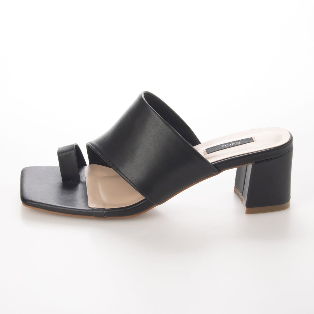 【EVOL】スクエアトングヒールサンダル -ブラック- (S~LLサイズ) ※7/30-8/5迄に順次発送予定