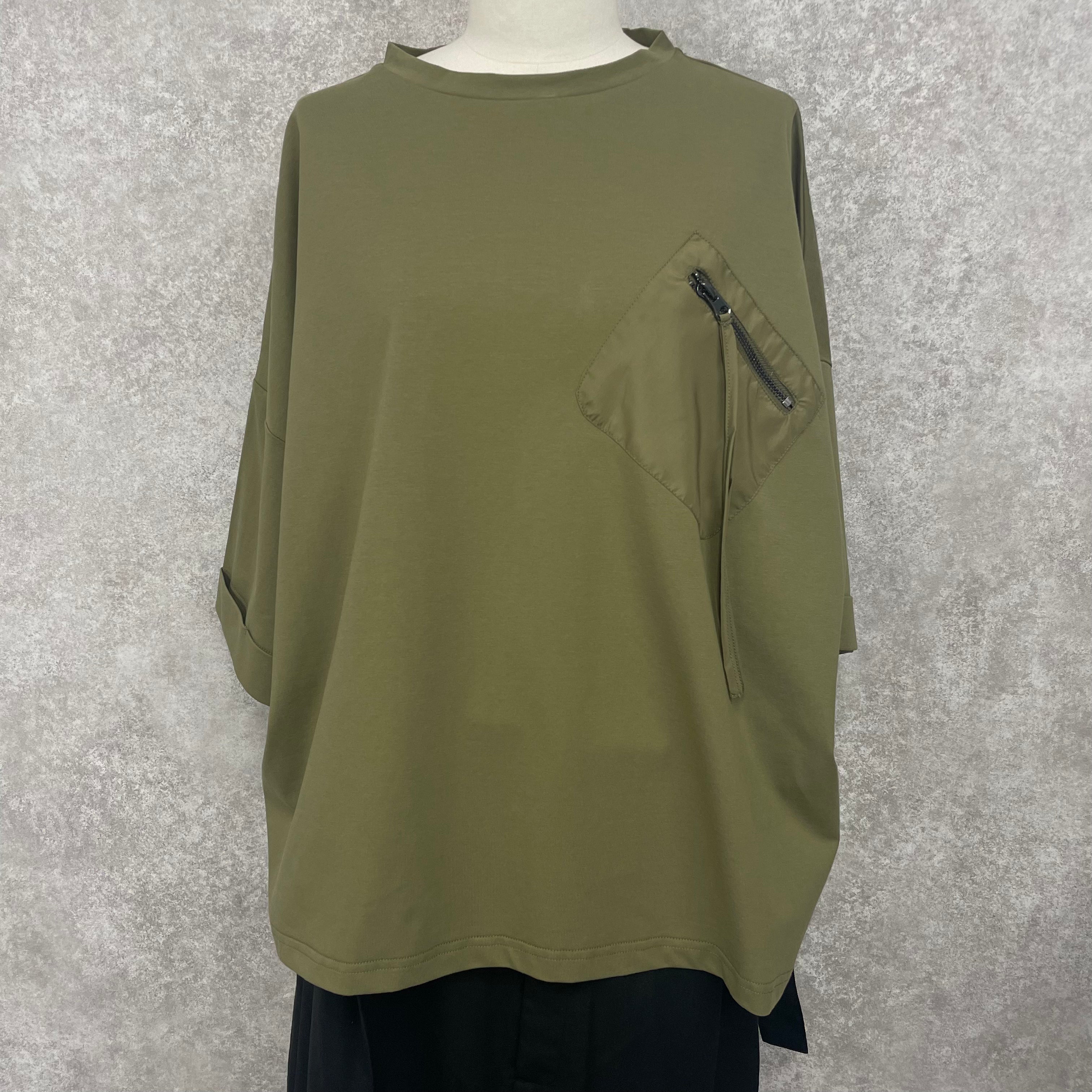 【Ashley &Bros】胸ポッケzip tee -カーキ- ※10/22-28より順次発送予定