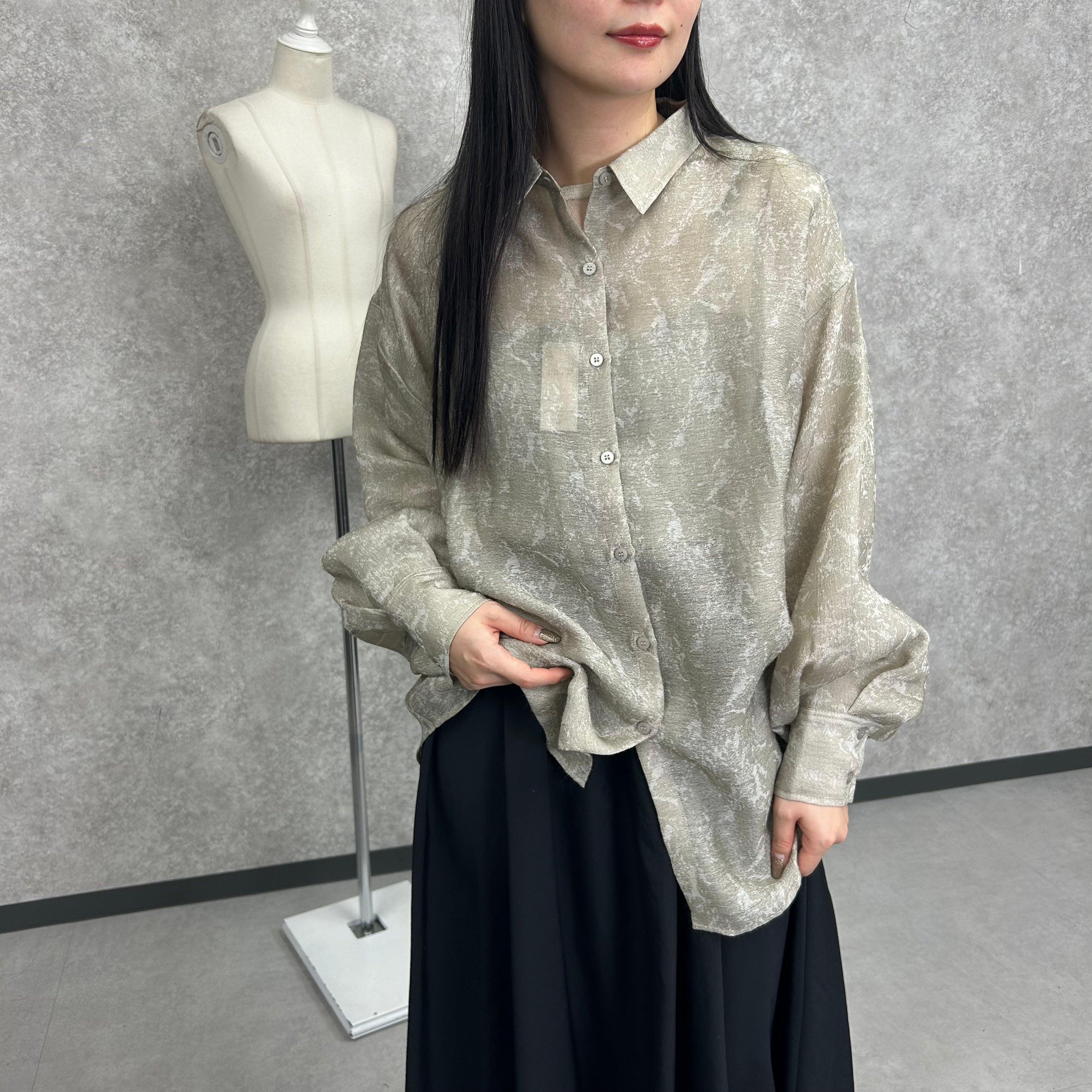 シアーニュアンスパターンシャツ イエロー ※3/5〜11より順次発送予定