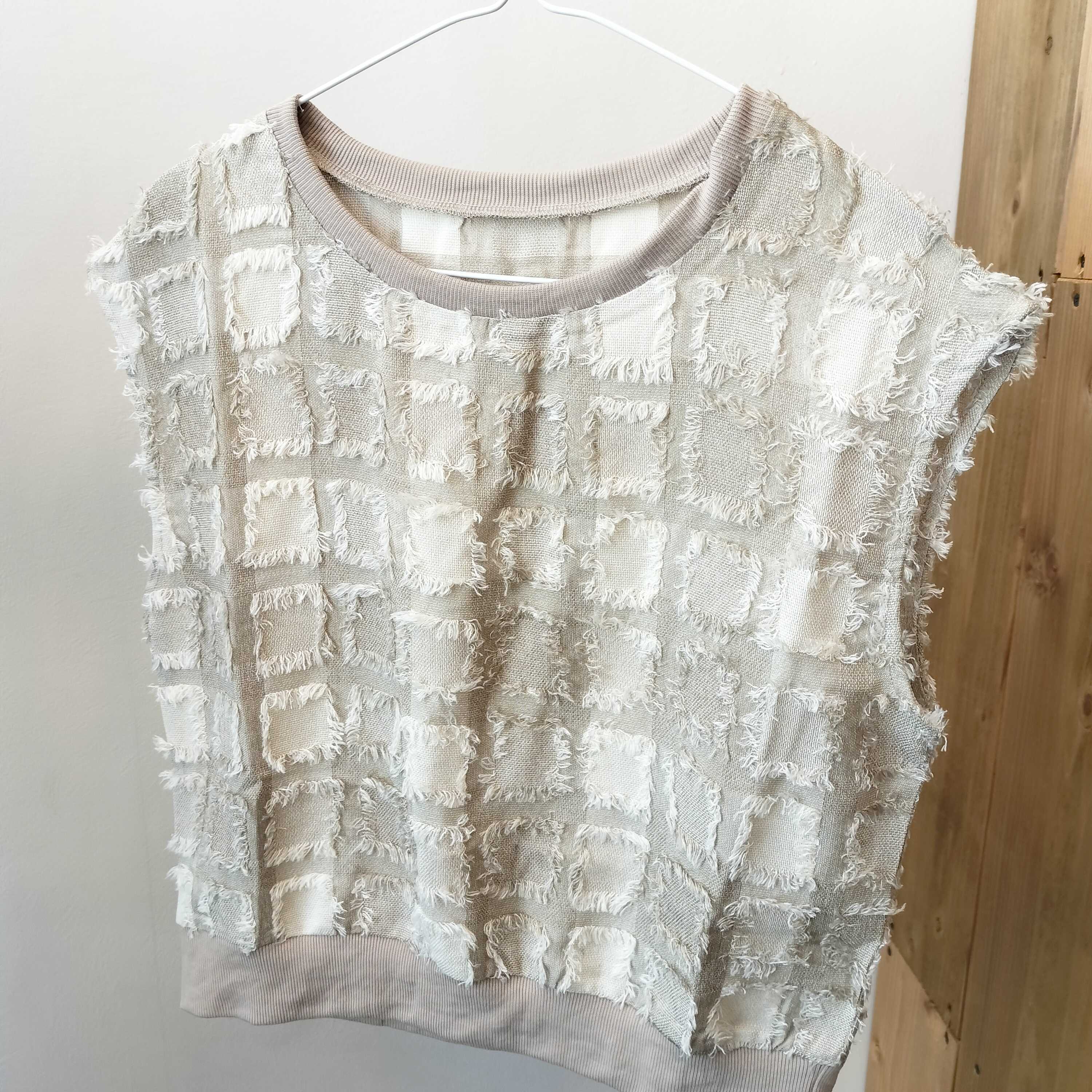 【terrace】フリンジブロックチェックベスト -ベージュ- ※5/28~6/3迄に順次発送予定