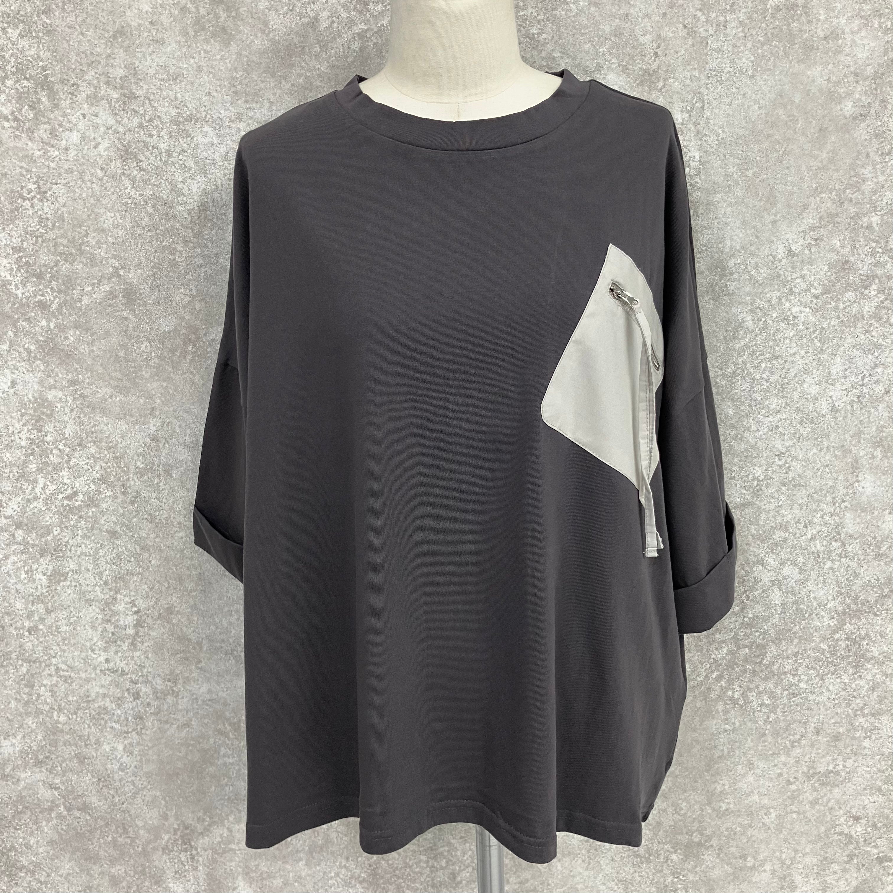 チャックポケットTシャツ -チャコール- ※7/2-8頃に順次発送予定