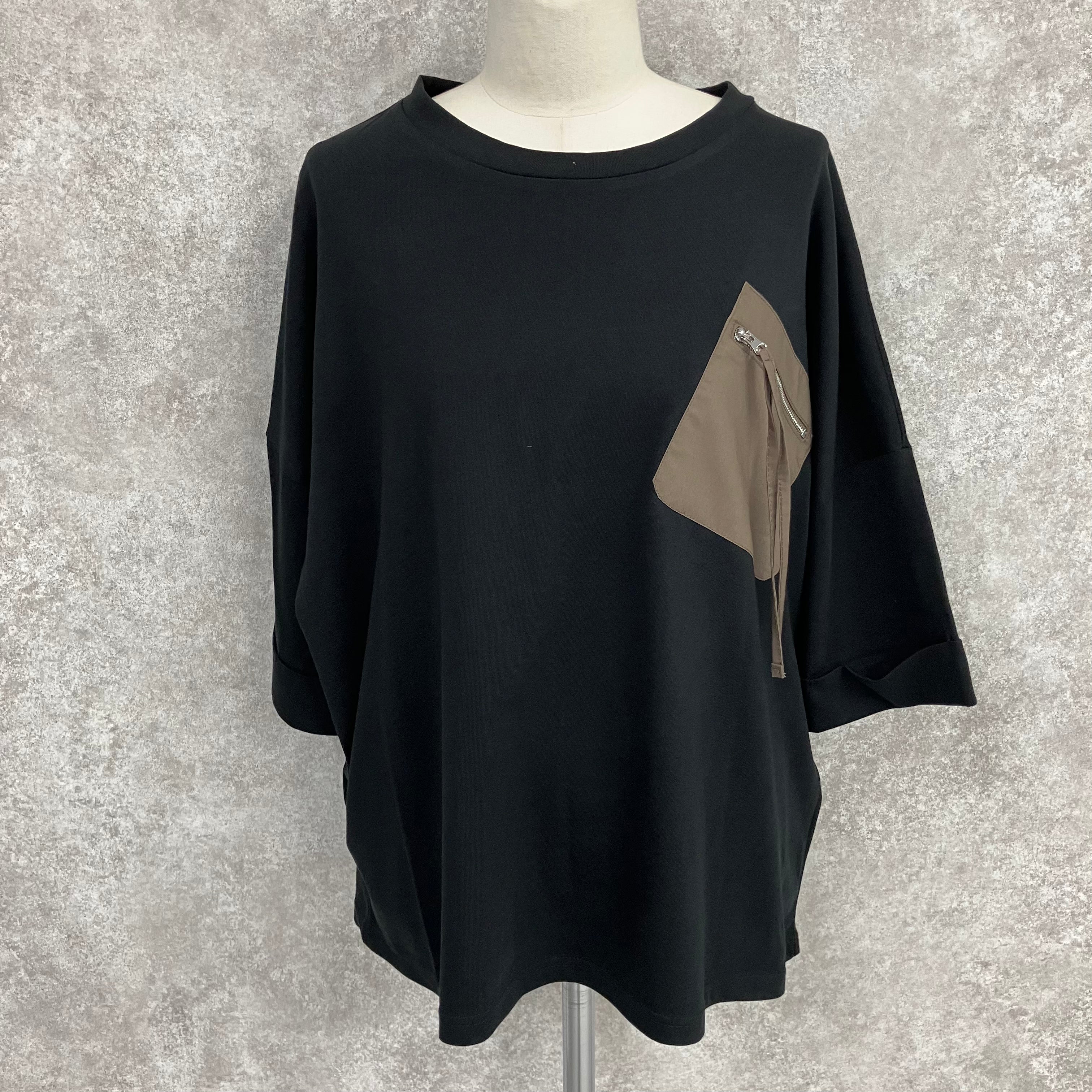 チャックポケットTシャツ -ブラック- ※7/9〜15迄に順次発送予定