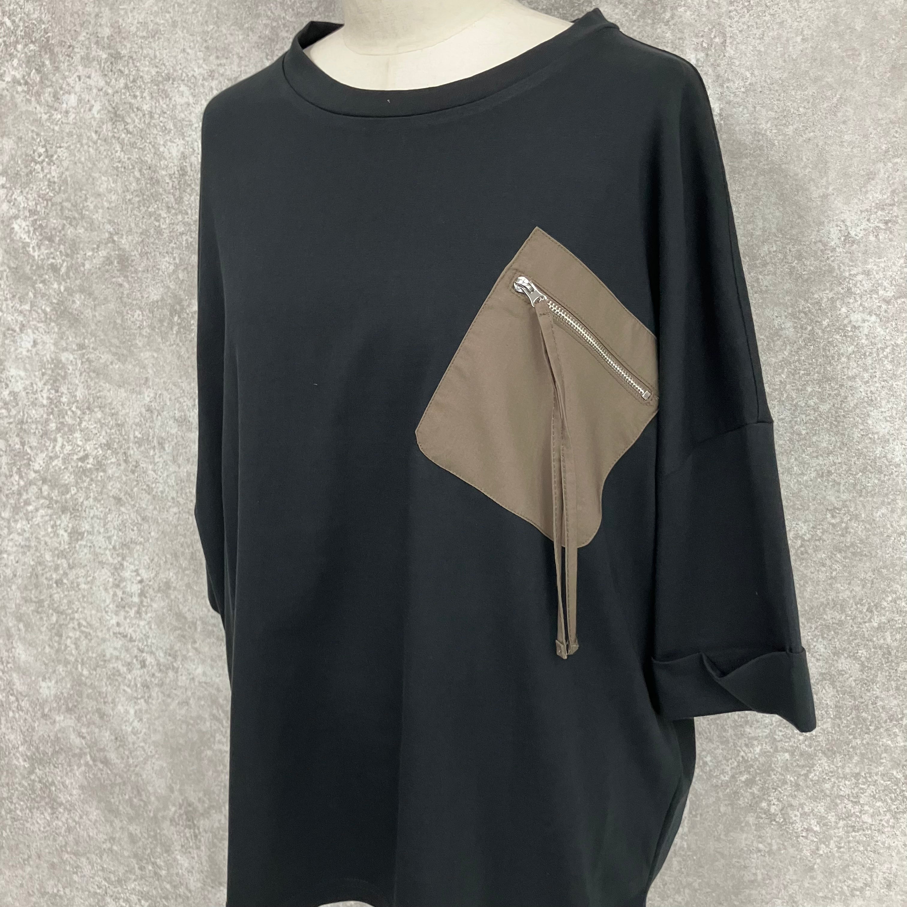 チャックポケットTシャツ -ブラック- ※7/9〜15迄に順次発送予定