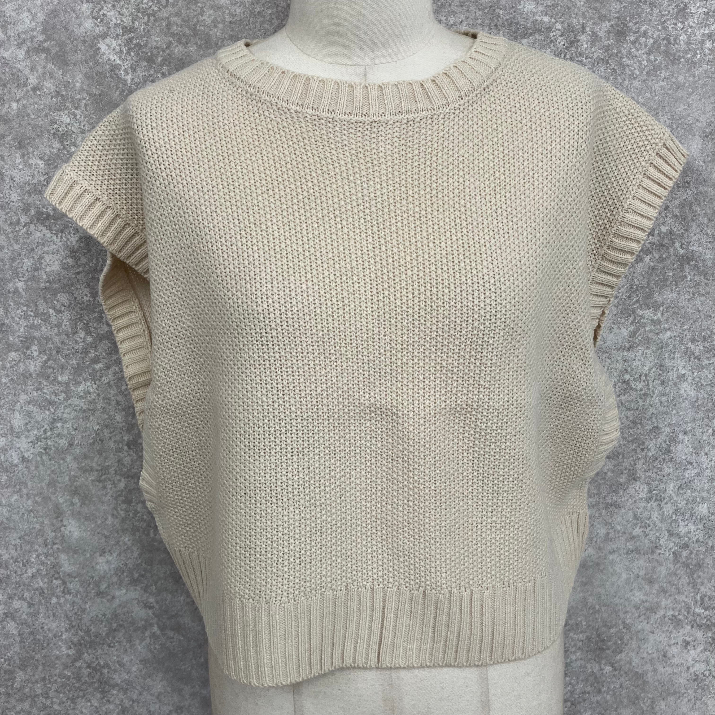 鹿の子編みショートニットベスト -アイボリー- ※4/23~4/29頃に順次発送予定