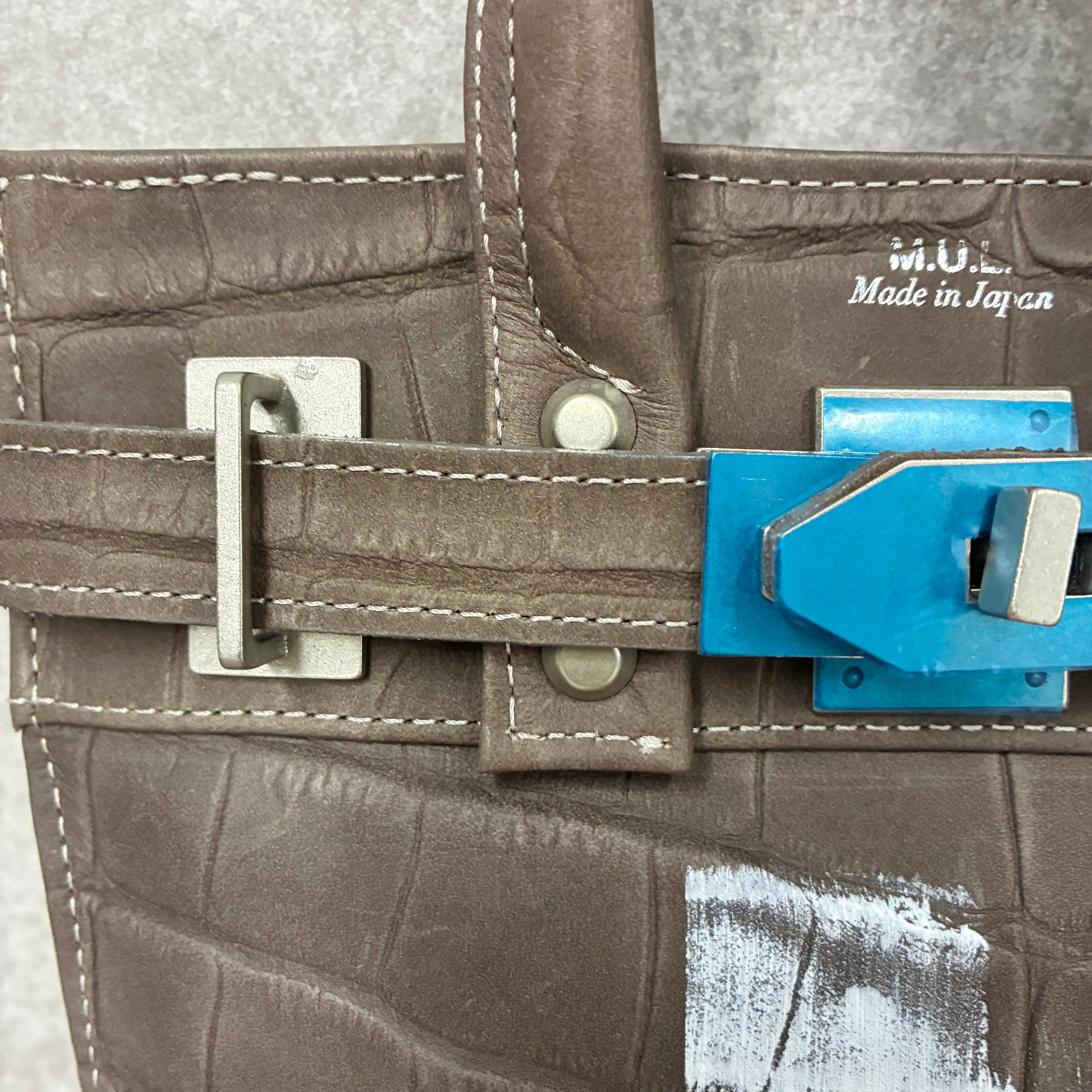 【MUL066】サコッシュSS オークダーク クロコダイル型押し ホワイトライン入り ※7/2〜7/12より事務所から順次発送予定