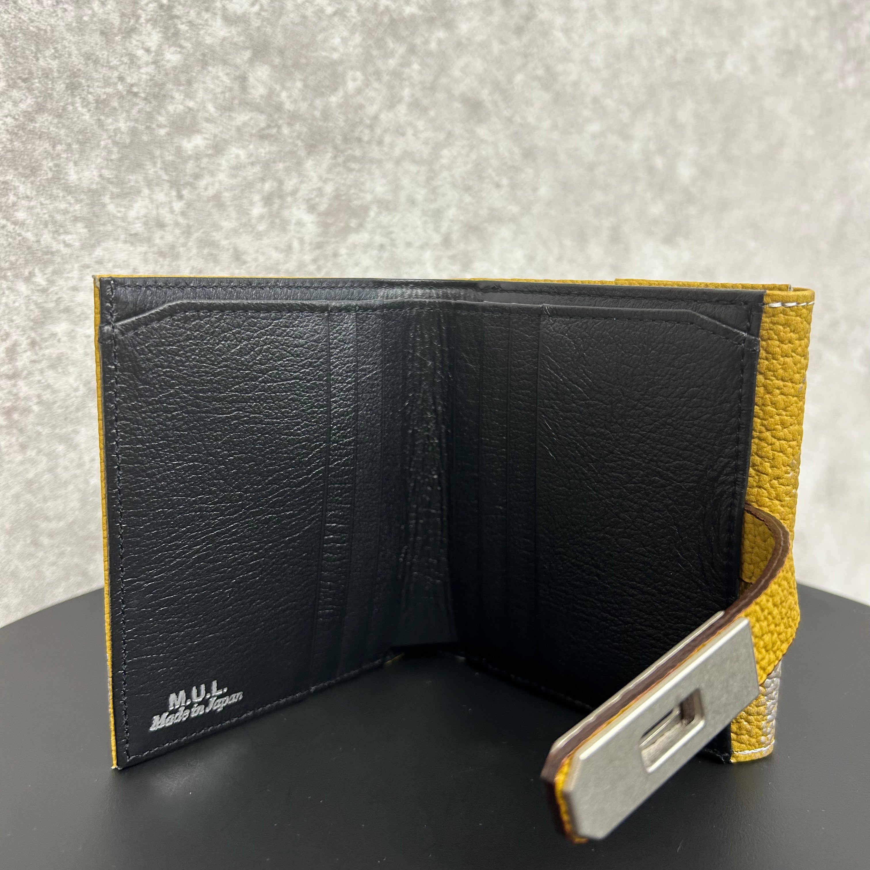 【MUL124】ミニウォレット イエロー シボ型押し -シルバーライン- ※2/10〜17頃より順次発送予定