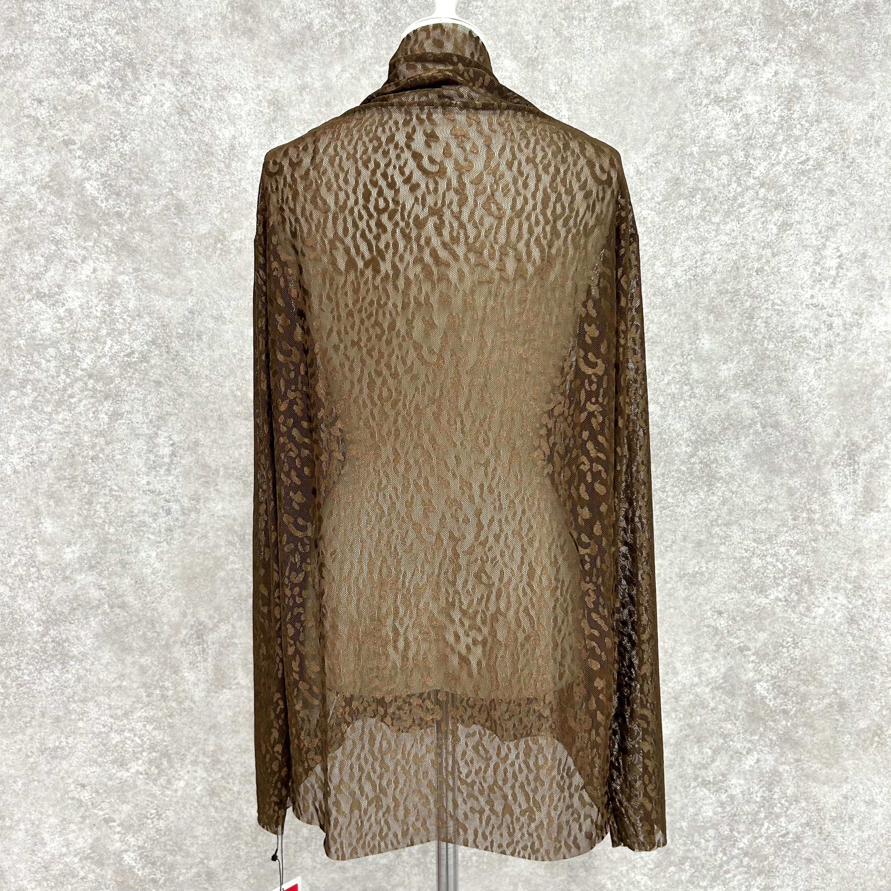 レオパード柄シースルートップス -ブラウン- ※10/15-21頃より順次配送予定