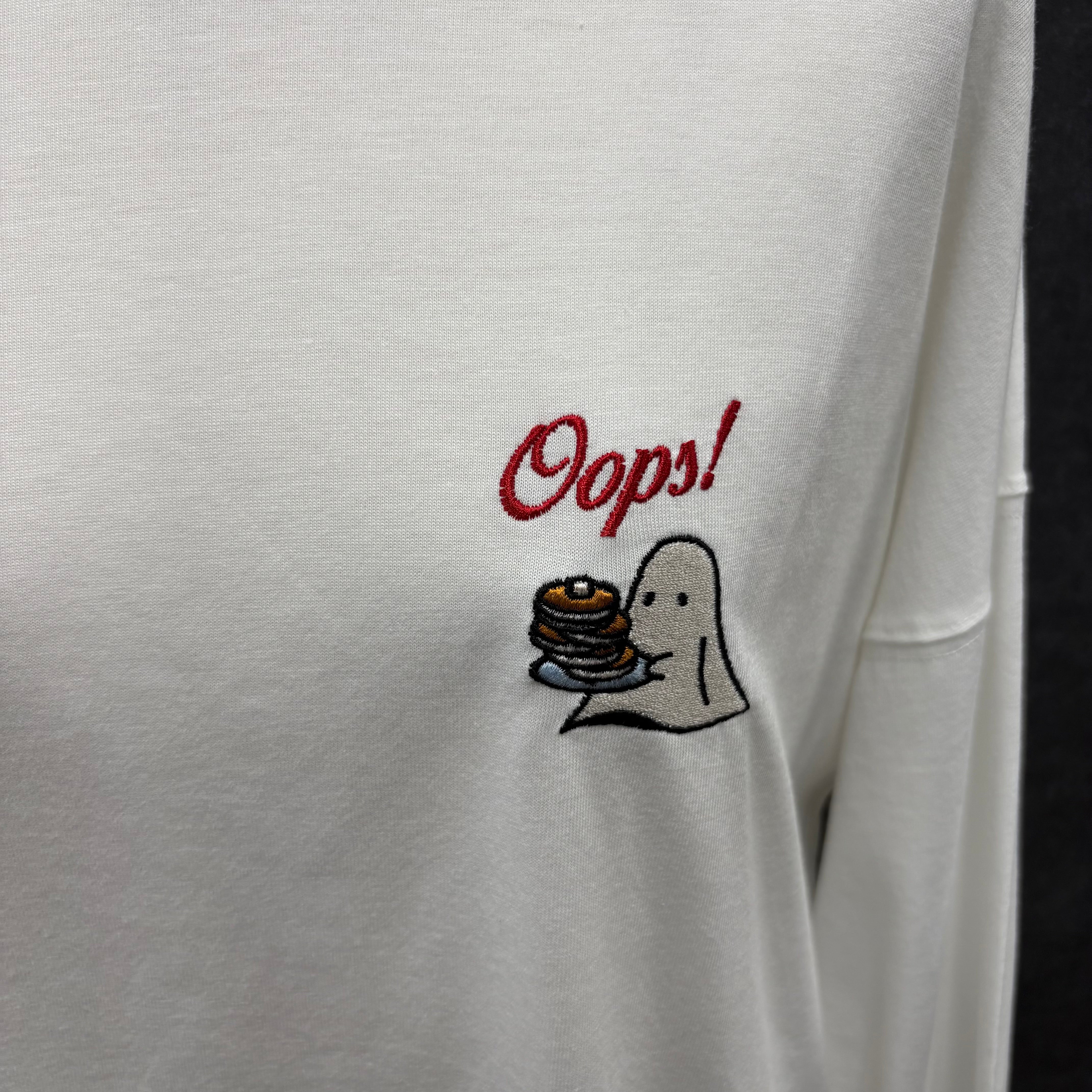 パンケーキおばけ刺繍&プリントビックロンT -オフシロ- ※5/14~5/20迄に順次発送予定