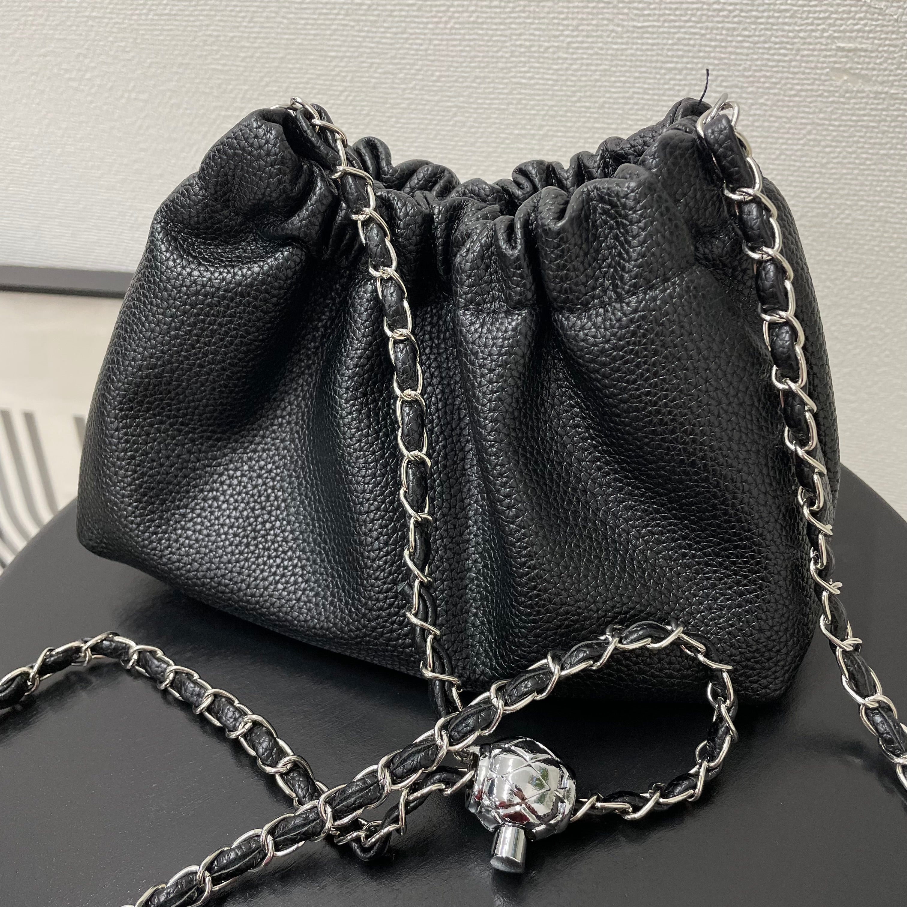 【Nb0319】ファッションチェーンショルダーバッグ- ブラック- ※2/18〜24頃より順次発送予定