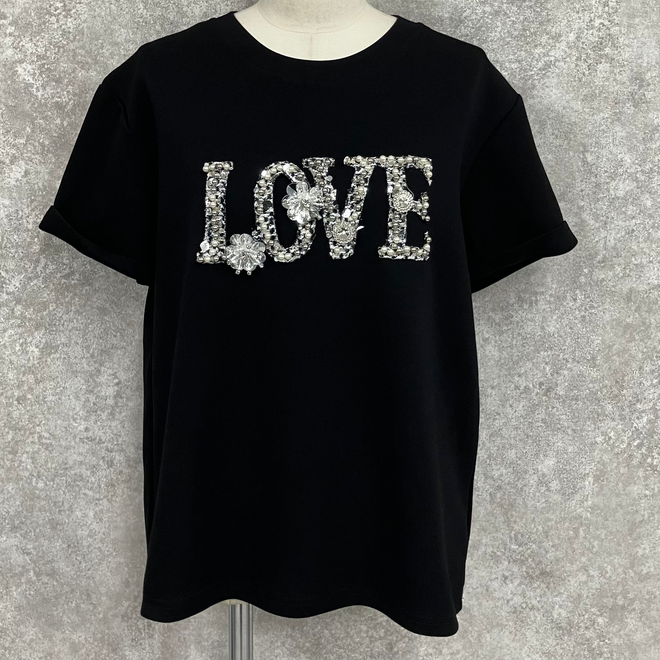 ビジューTシャツ -ブラック- ※7/16〜22迄に順次発送予定