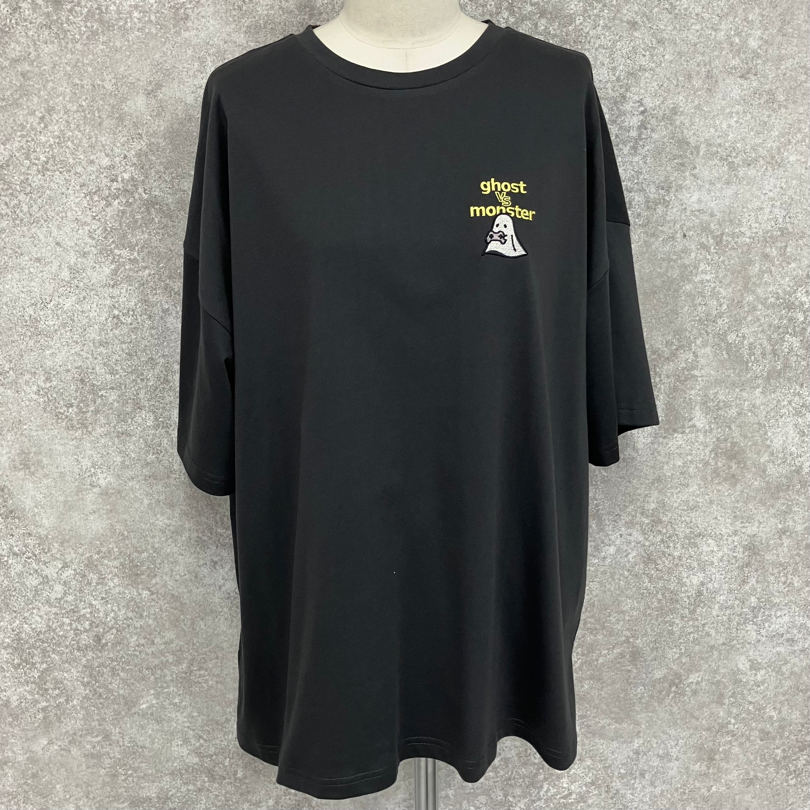 ゲームおばけ刺繍&プリントBIG Tシャツ -ブラック- ※7/30-8/5迄に順次発送予定