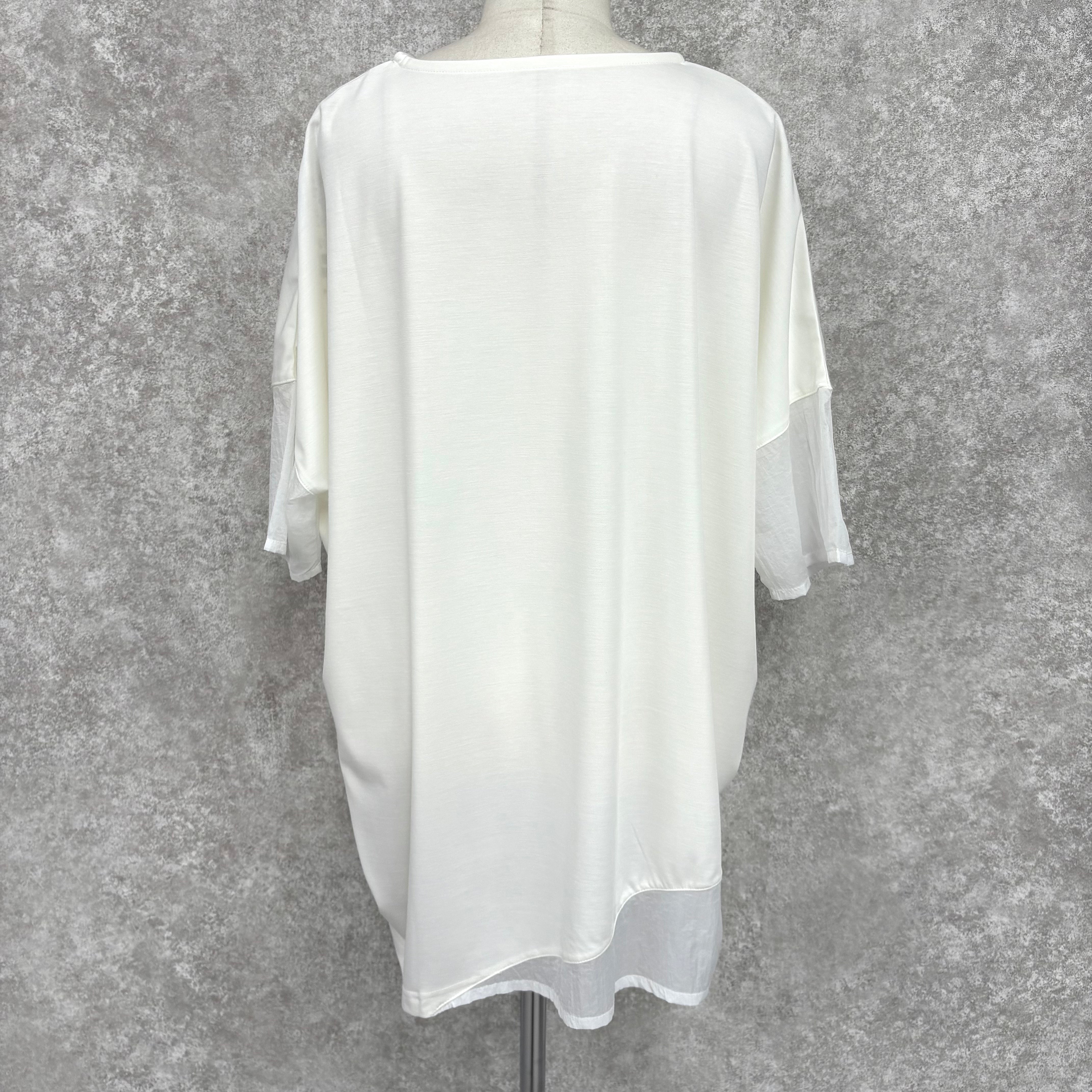 接触冷感異素材切り替えプルオーバー -アイボリー- ※5/7〜5/13頃より順次発送予定