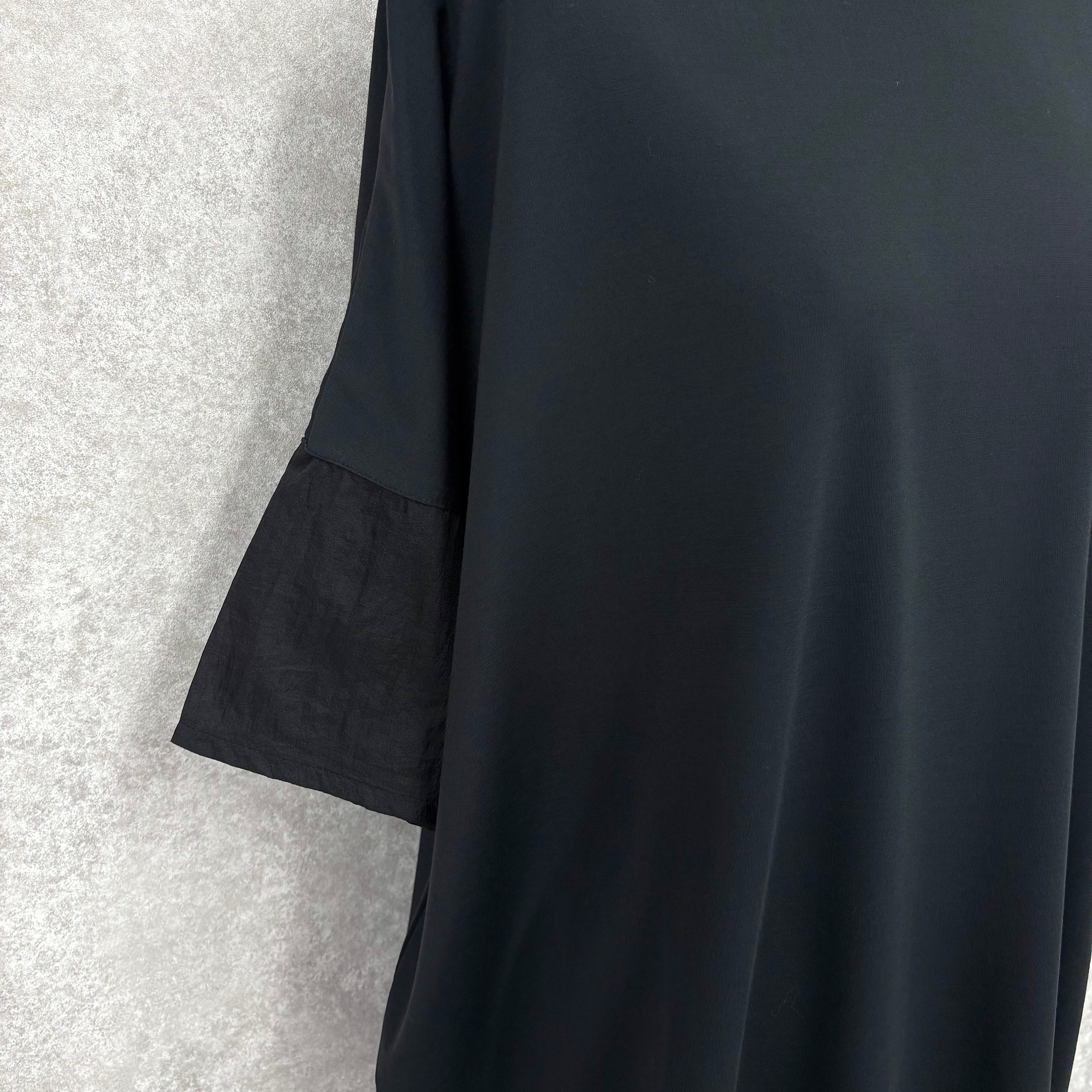 接触冷感異素材切り替えプルオーバー -ブラック- ※5/7〜5/13頃より順次発送予定