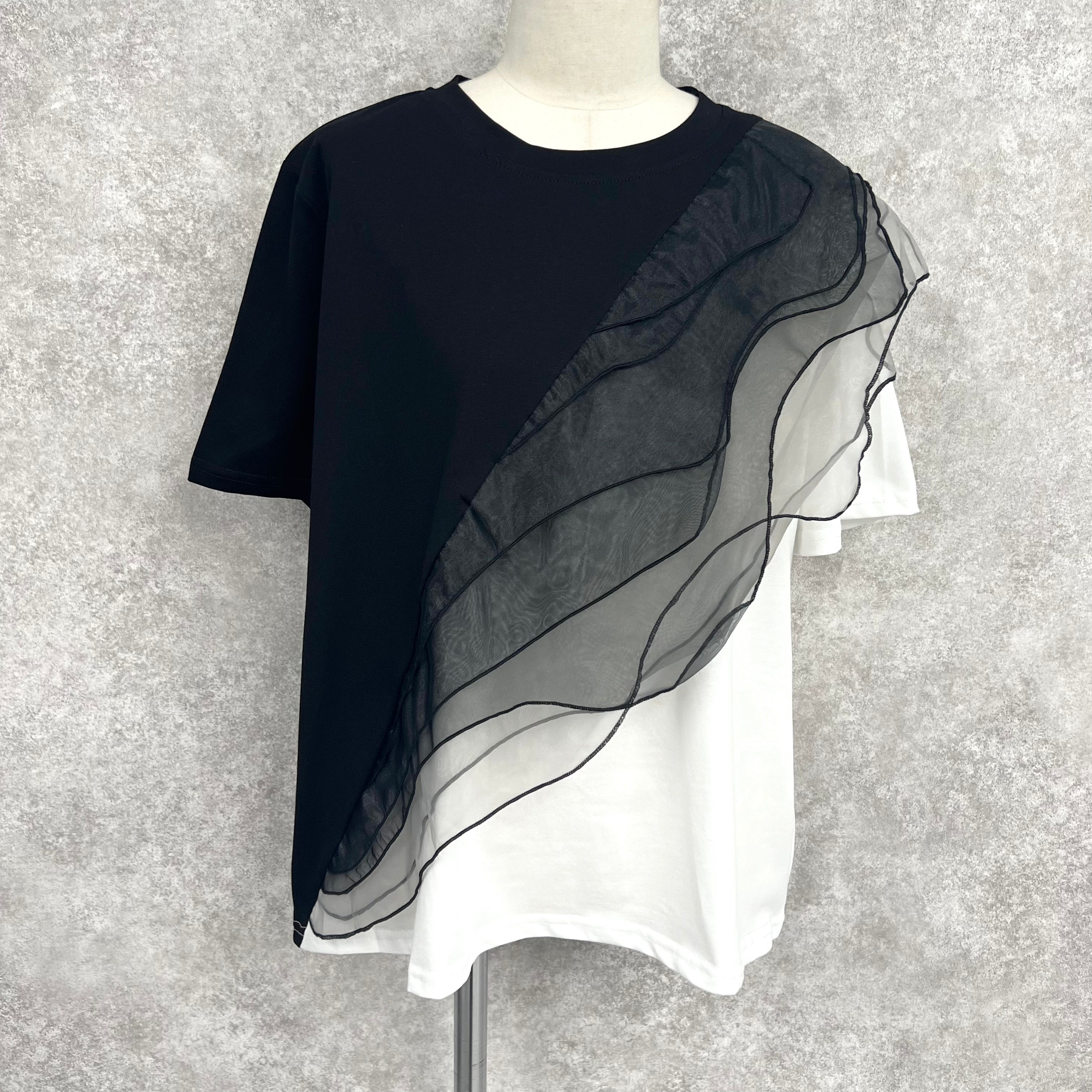斜めフリルTシャツ -ブラック- ※7/16〜22迄に順次発送予定