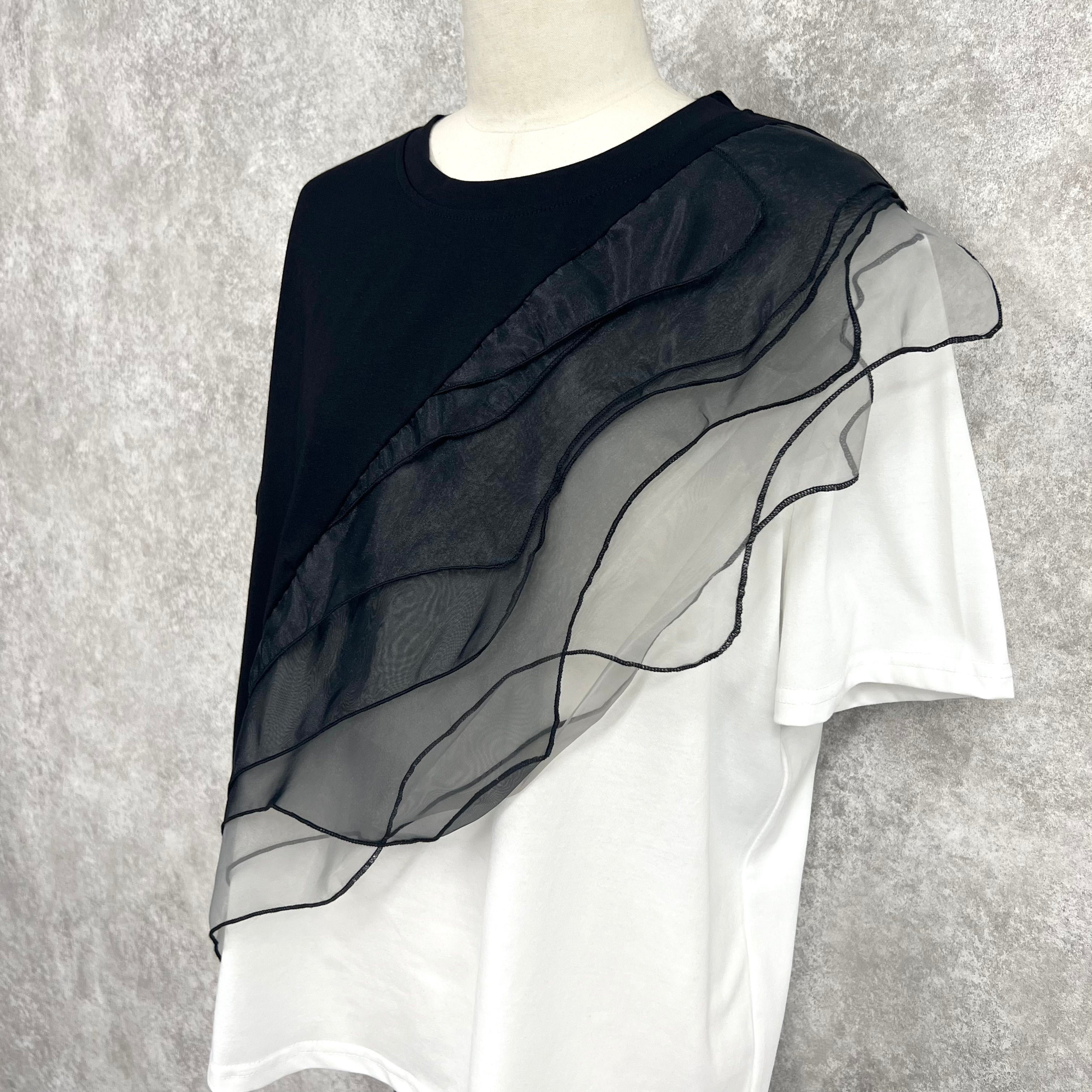斜めフリルTシャツ -ブラック- ※7/16〜22迄に順次発送予定