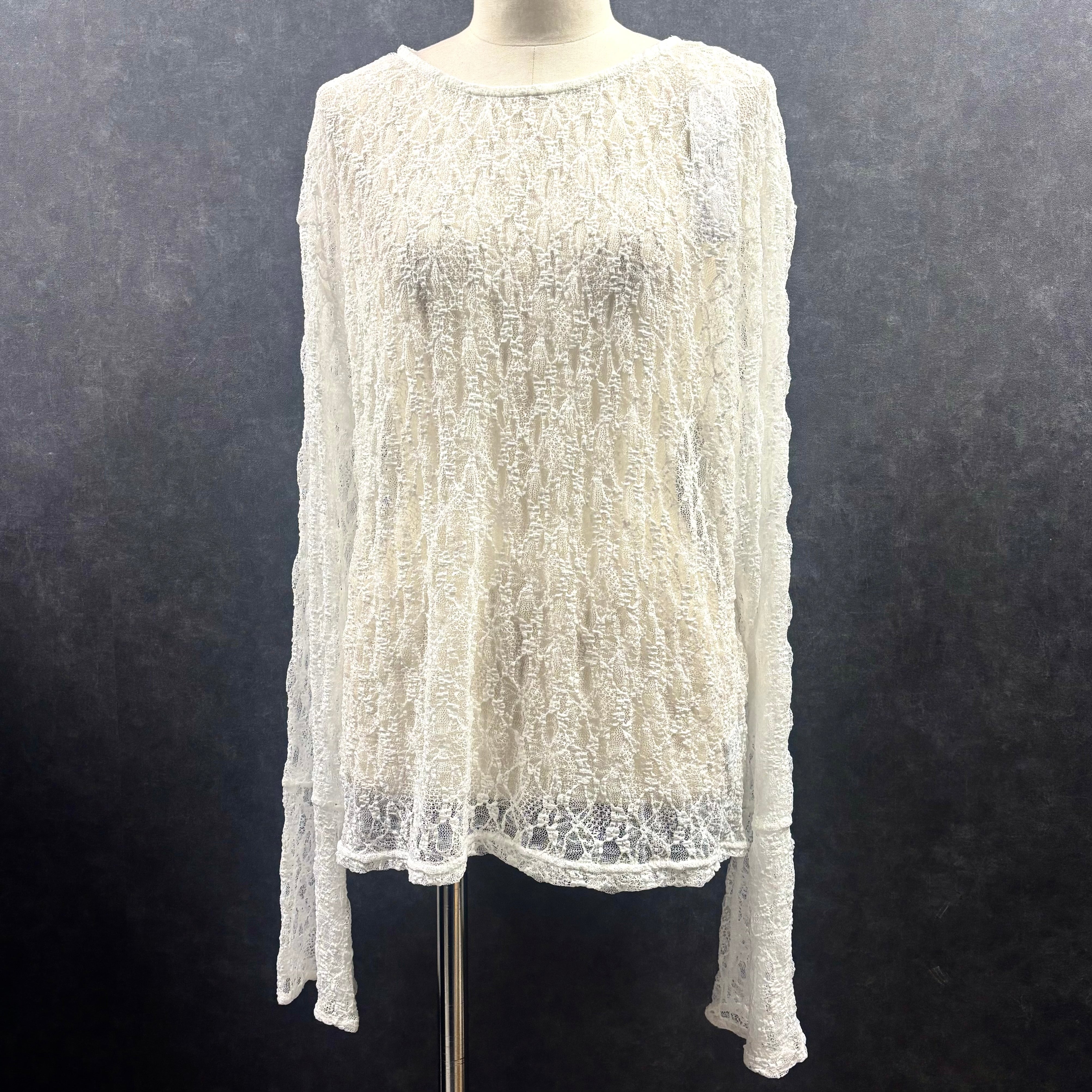 レース ベルスリーブブラウス -オフホワイト- ※6/25-7/1迄に順次発送予定