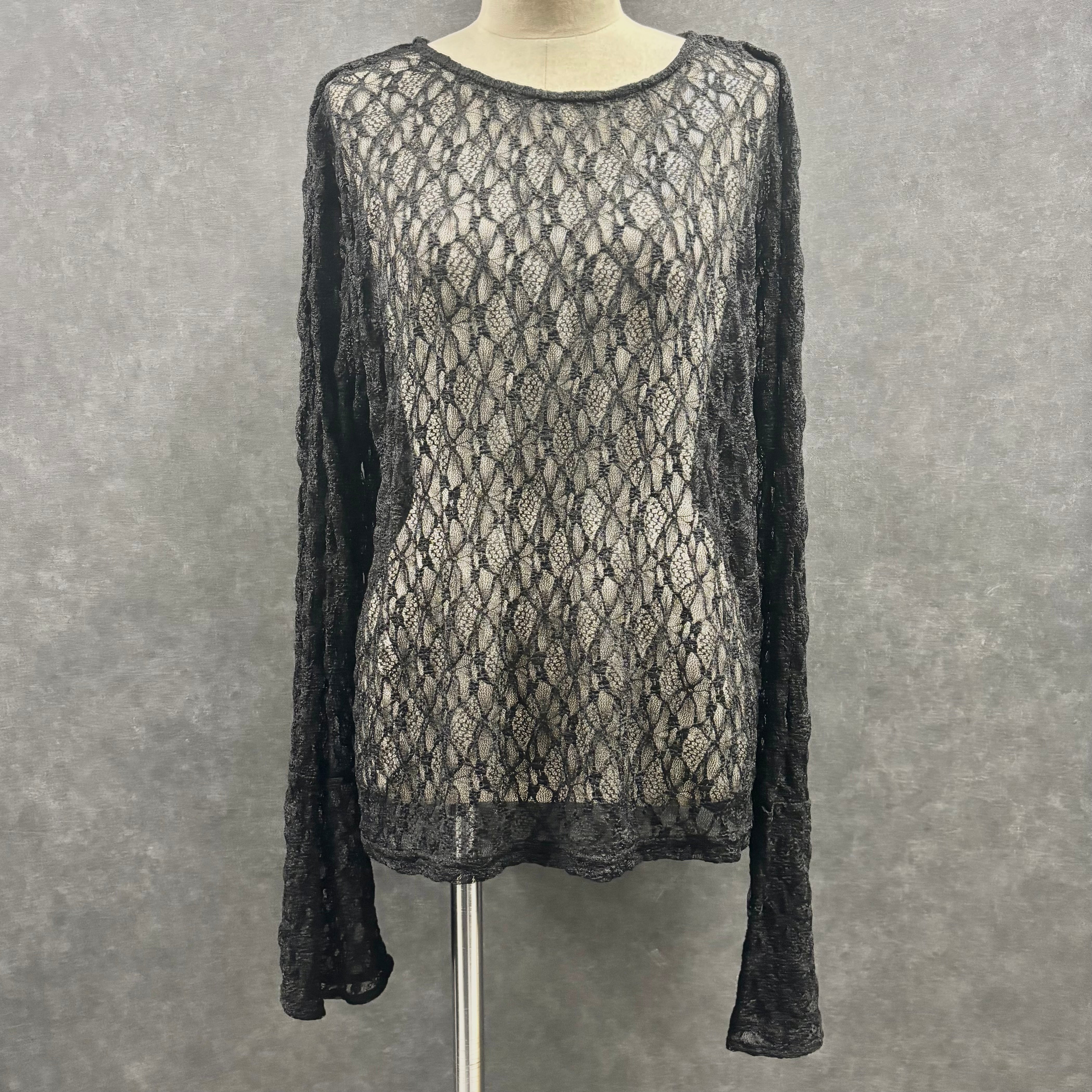 レース ベルスリーブブラウス -ブラック- ※7/9~15迄に順次発送予定