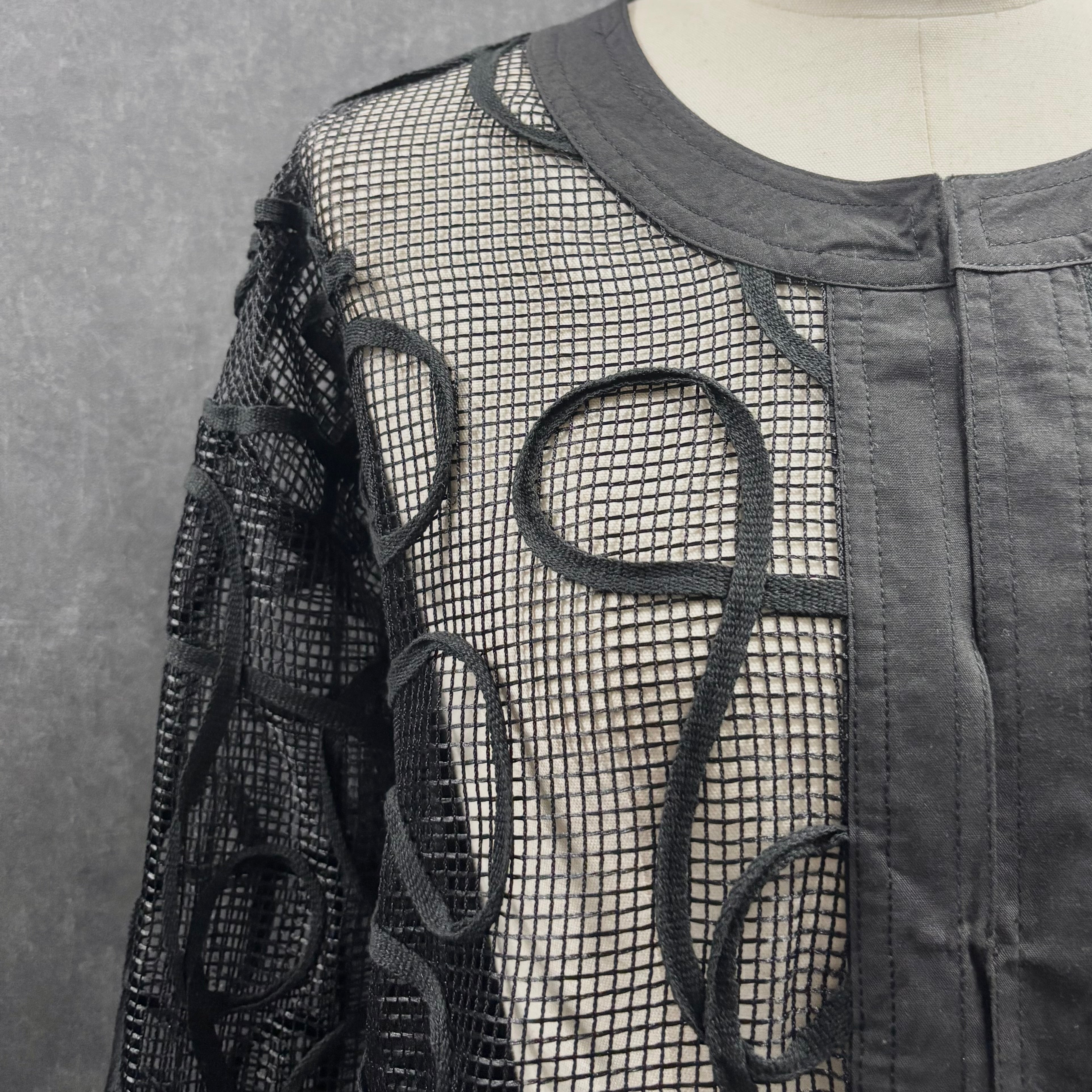 コード刺繍メッシュチェニックカーディガン -ブラック- ※7/23〜29迄に順次発送予定