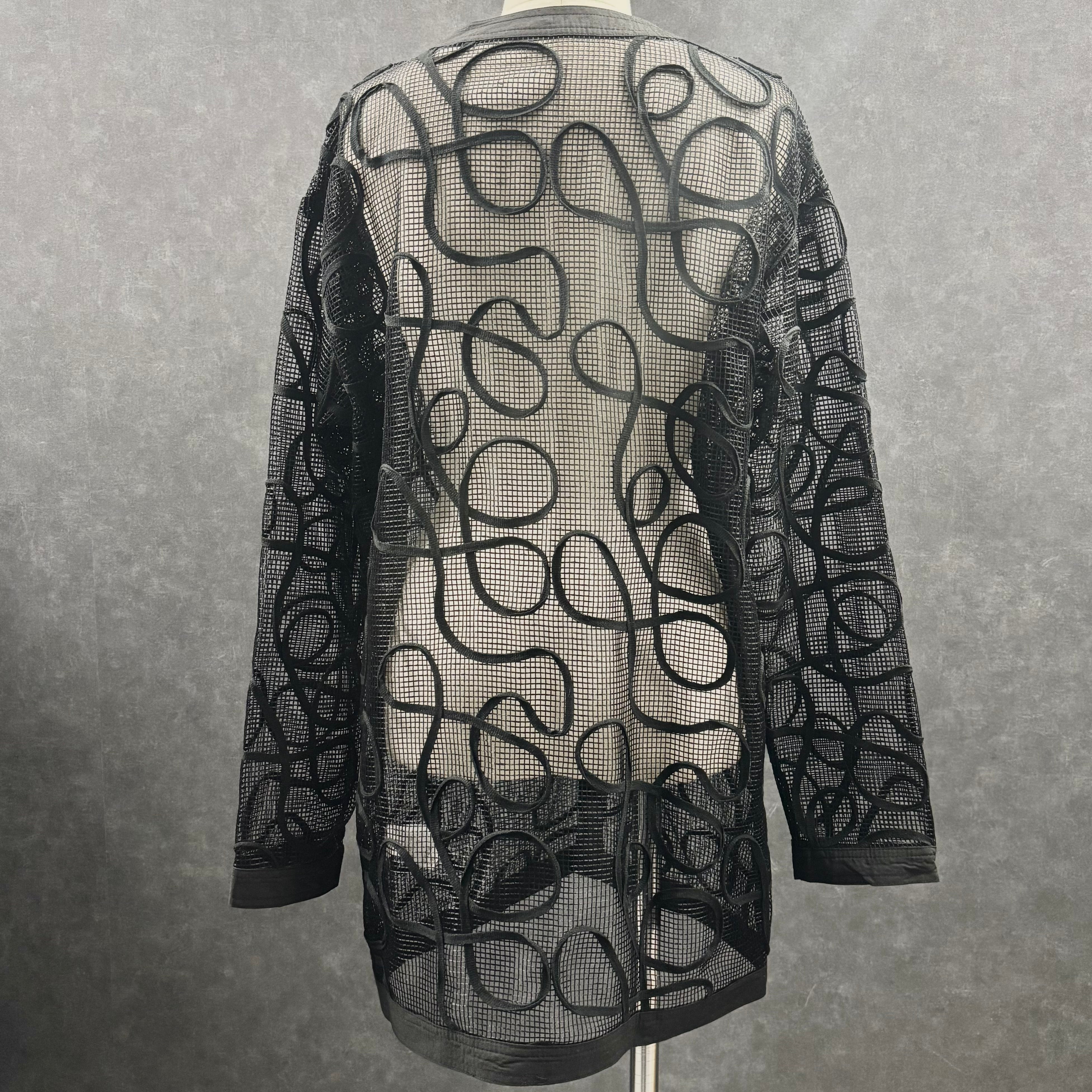 コード刺繍メッシュチェニックカーディガン -ブラック- ※7/23〜29迄に順次発送予定