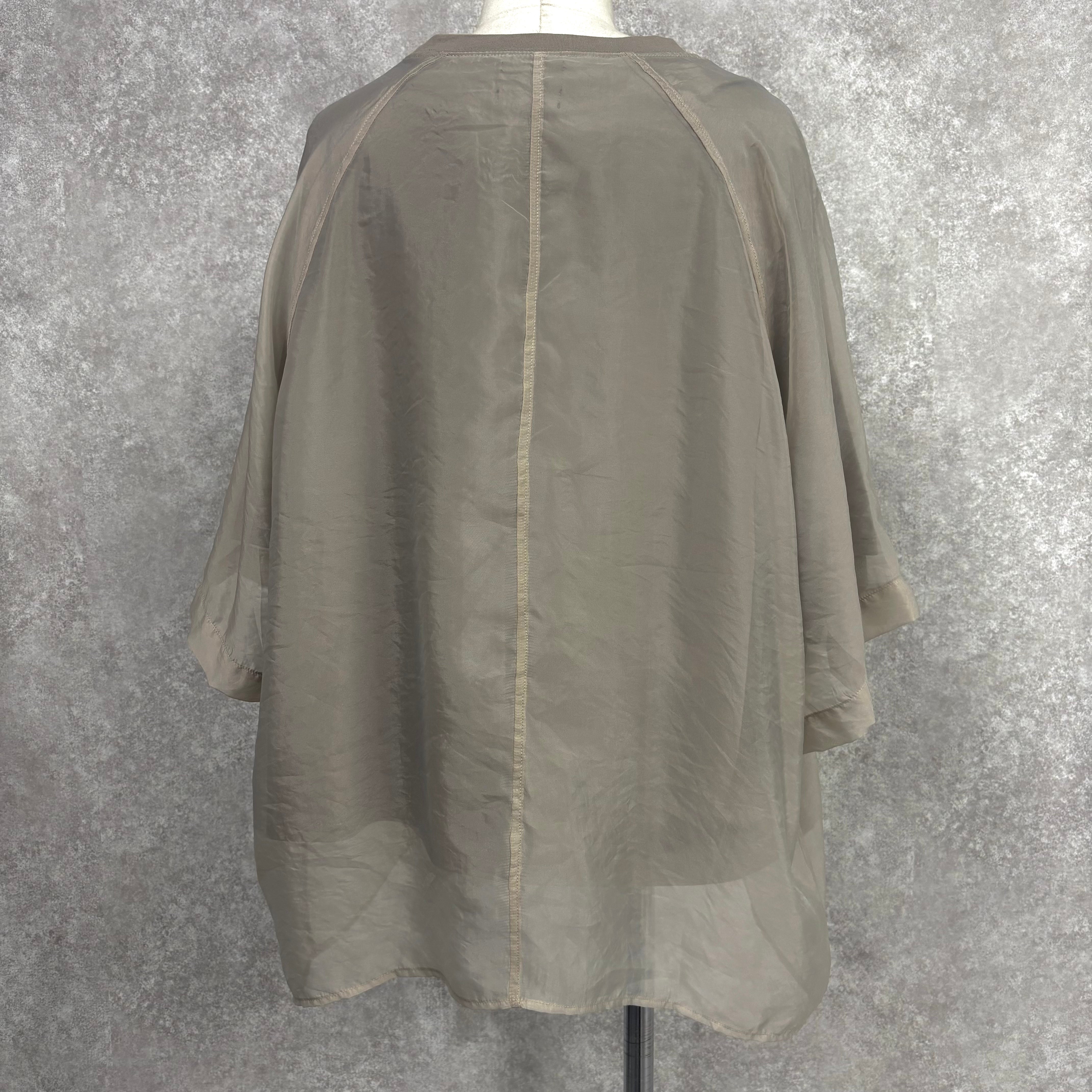 オーガンジー重ねラグランTシャツ アッシュベージュ×アッシュグレージュ ※6/11~17迄に順次発送予定