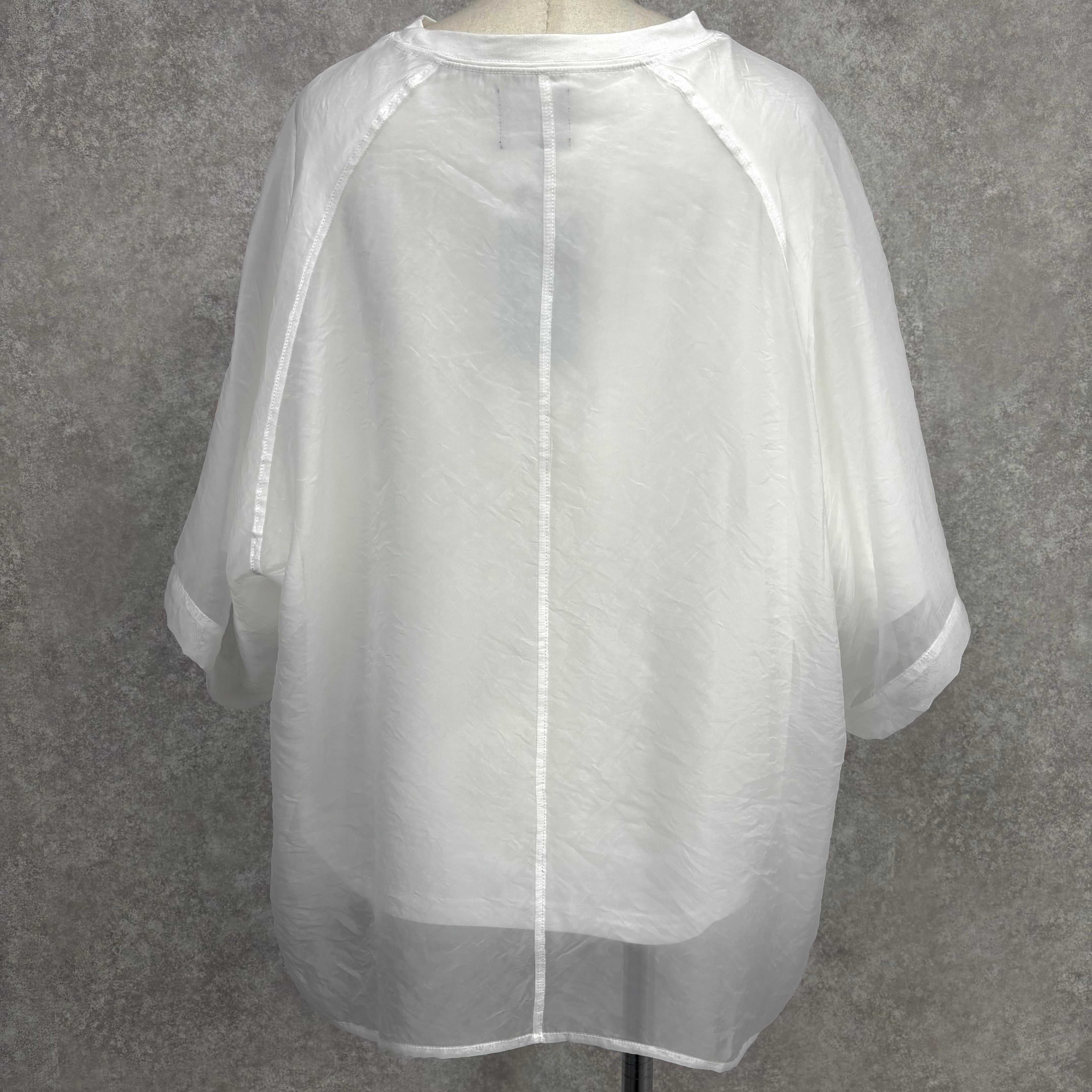 オーガンジー重ねラグランTシャツ オフホワイト×オフホワイト ※6/11~17迄に順次発送予定