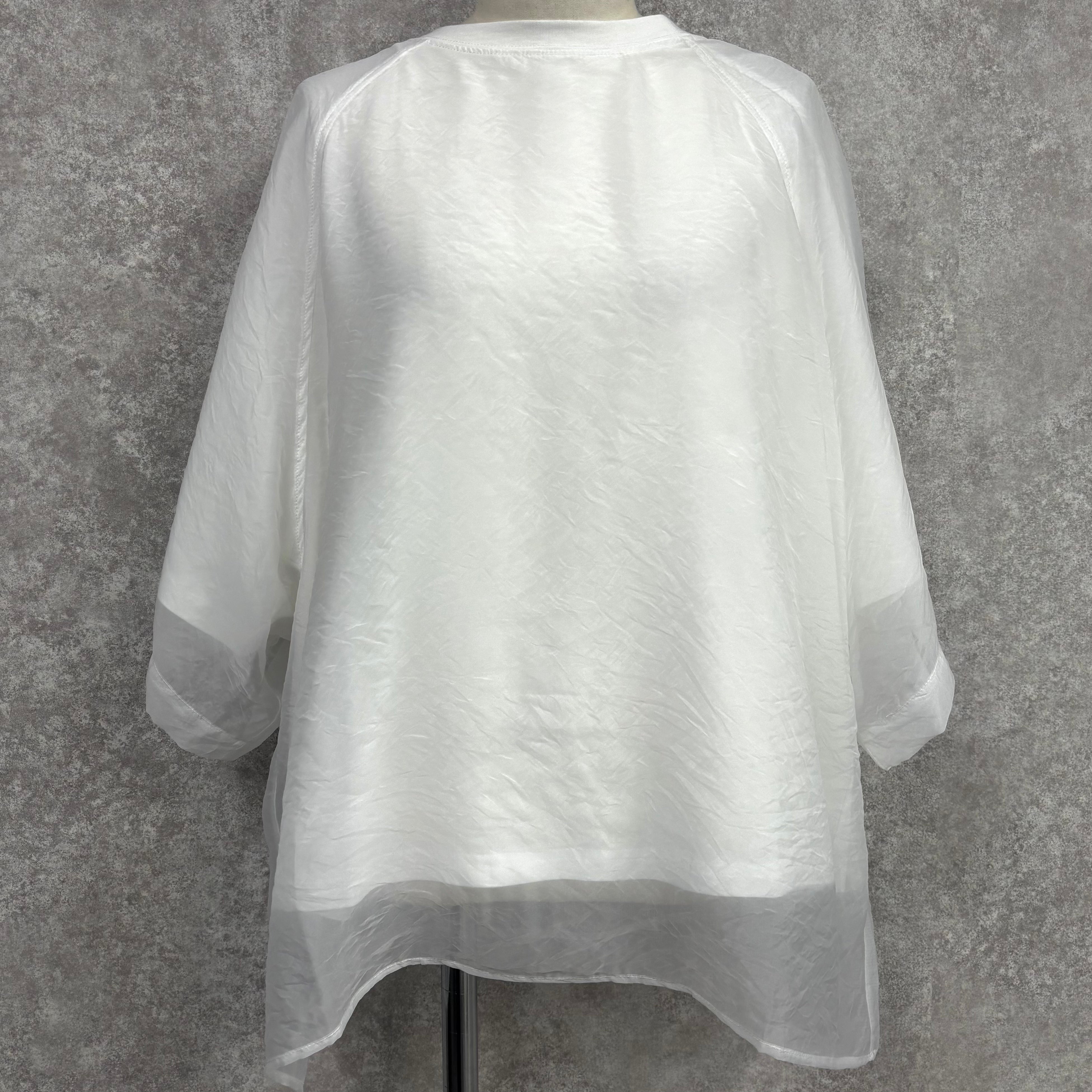 オーガンジー重ねラグランTシャツ オフホワイト×オフホワイト ※6/11~17迄に順次発送予定