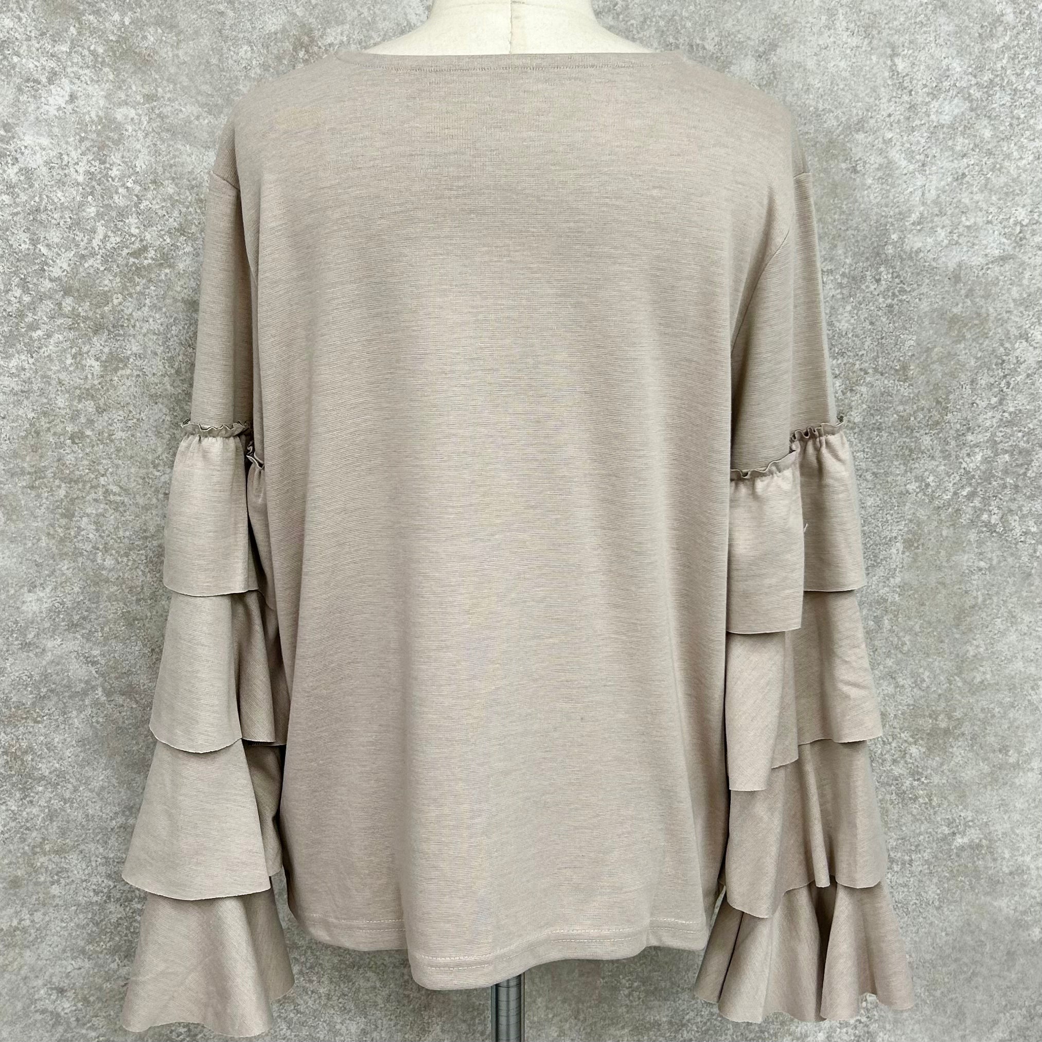 袖フリルTシャツ -ベージュ- ※3/19~3/25迄に順次発送予定