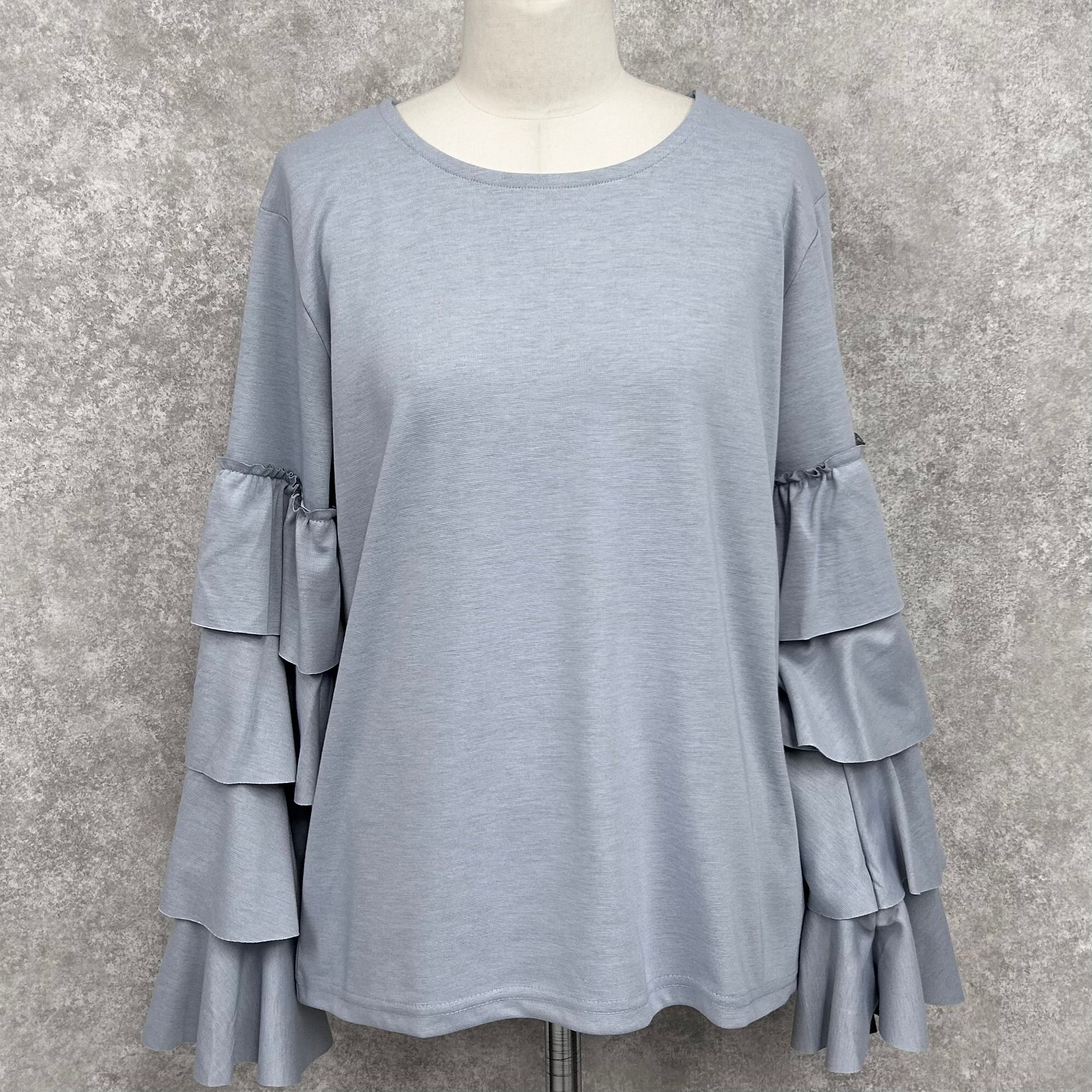 袖フリルTシャツ -ライトグレー- ※3/19~3/25迄に順次発送予定
