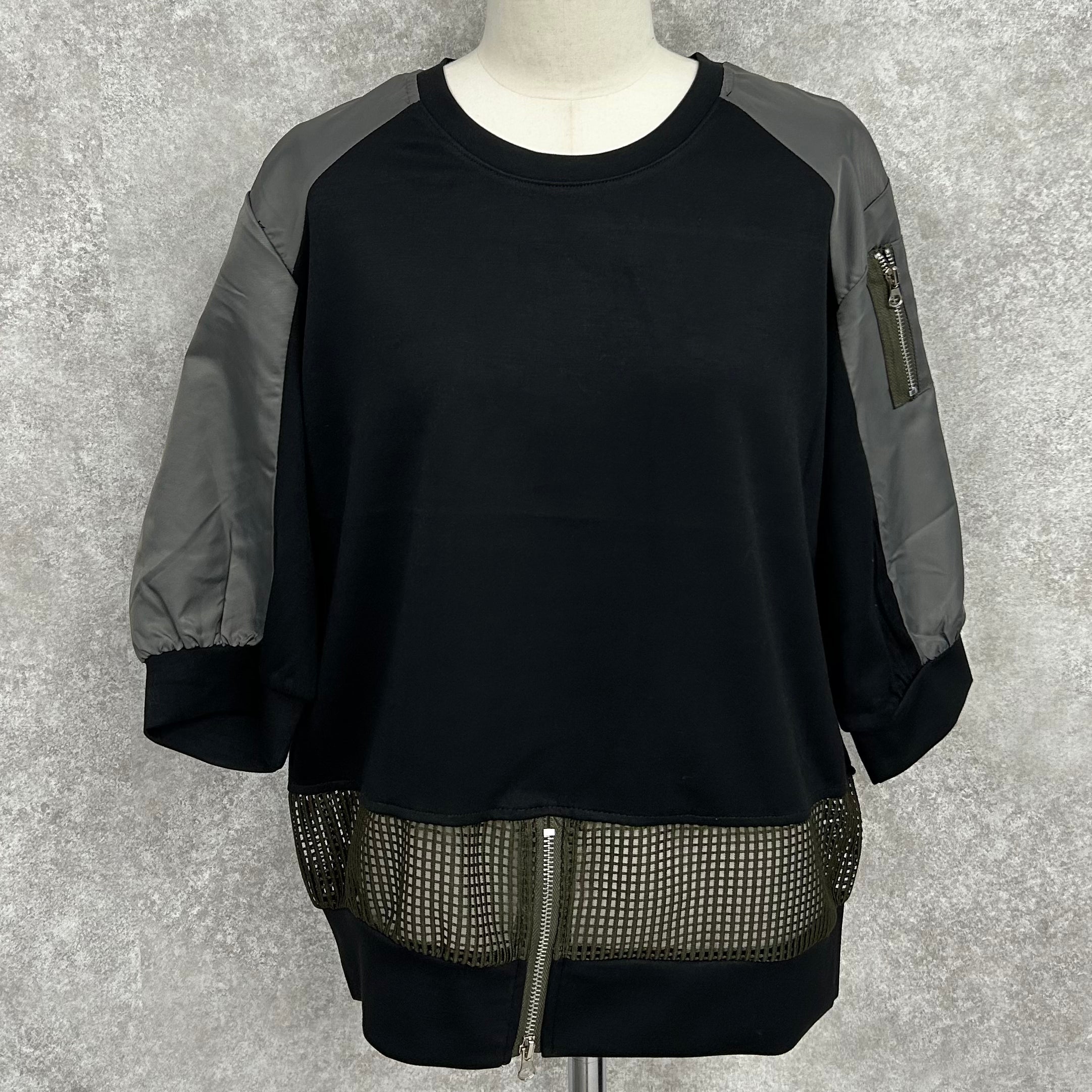 裾メッシュ切替トップス -ブラック- ※3月末~4月上旬頃に順次発送予定