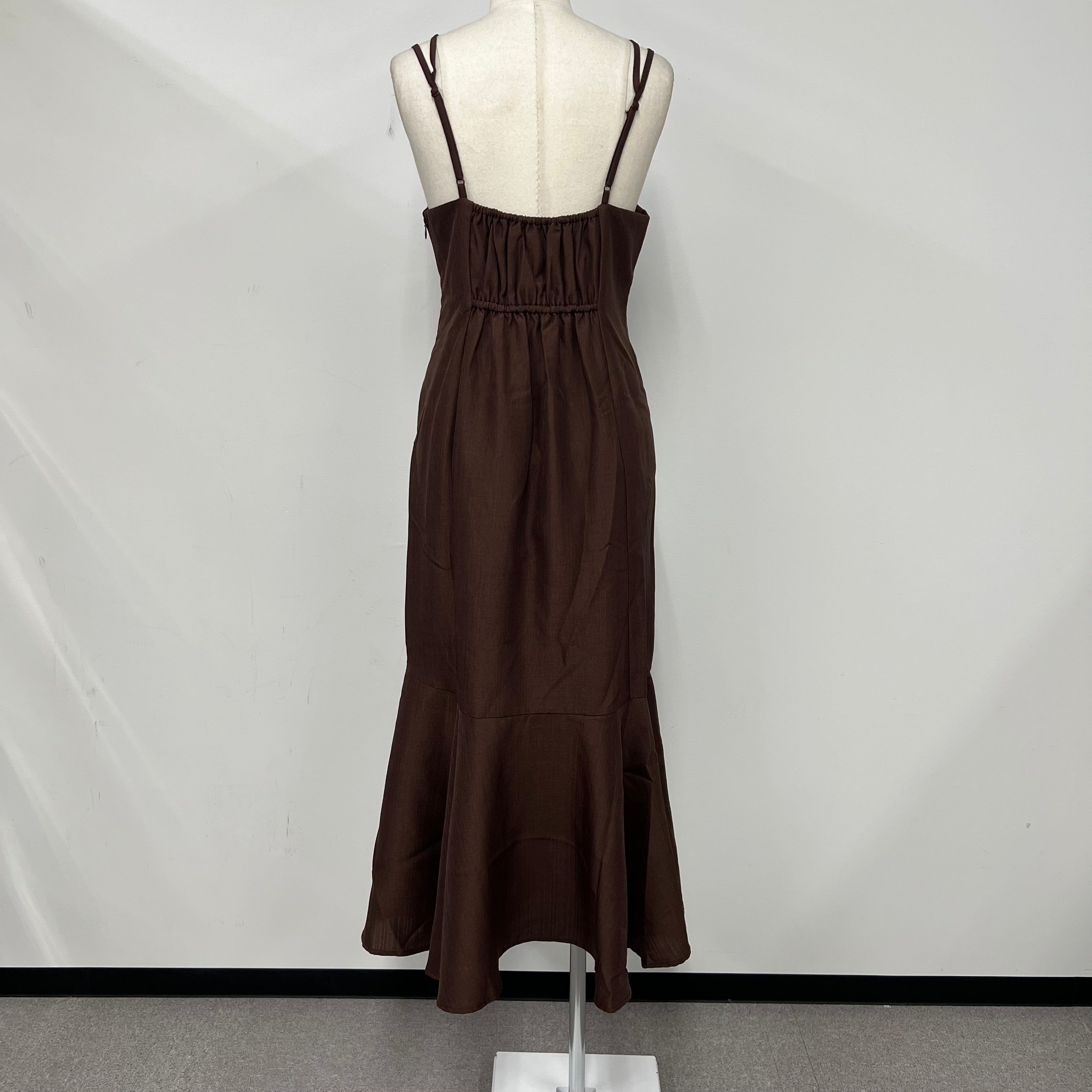 リネンライクジャケット×ワンピースセット ブラウン ※5/28〜6/3頃より順次配送予定