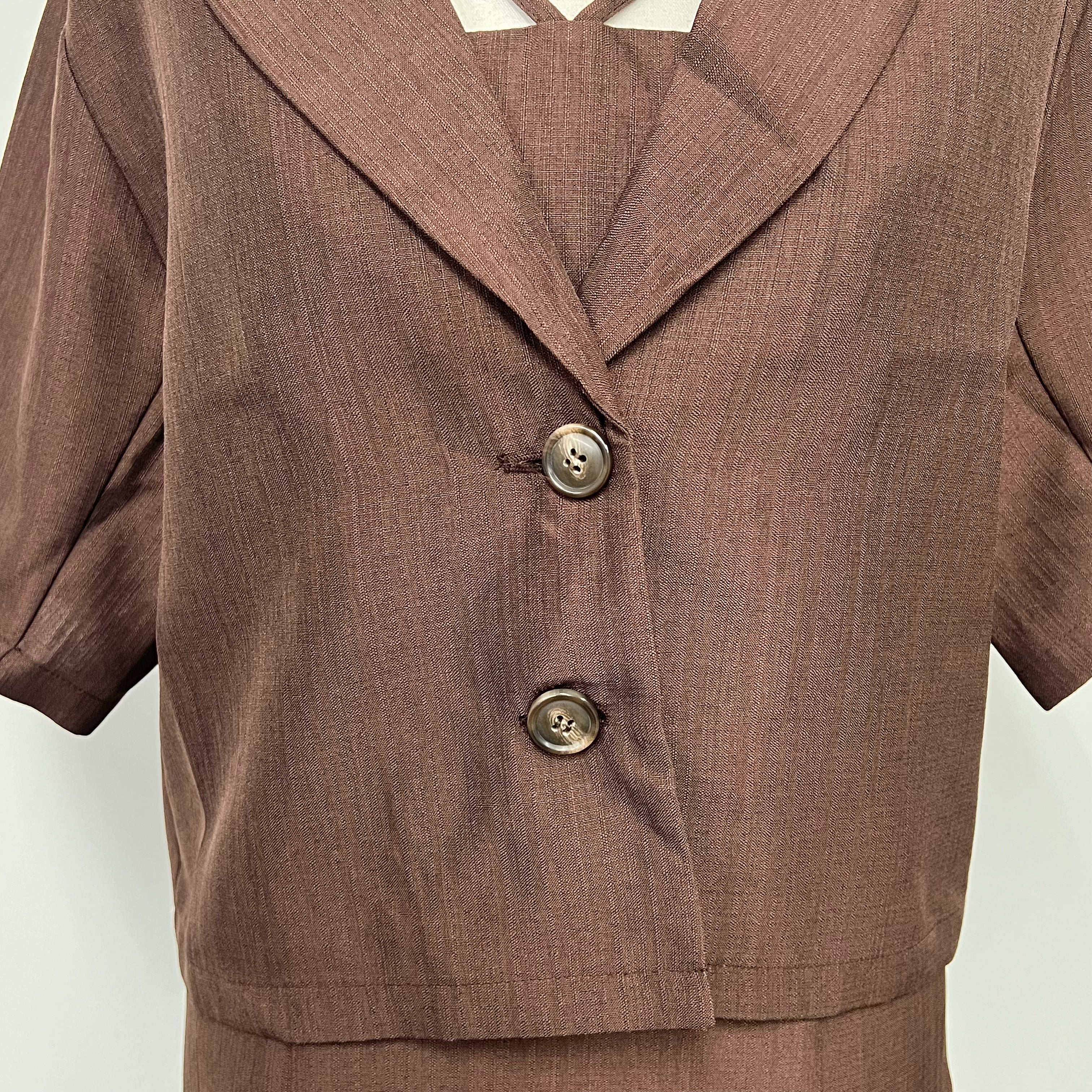 リネンライクジャケット×ワンピースセット ブラウン ※5/28〜6/3頃より順次配送予定